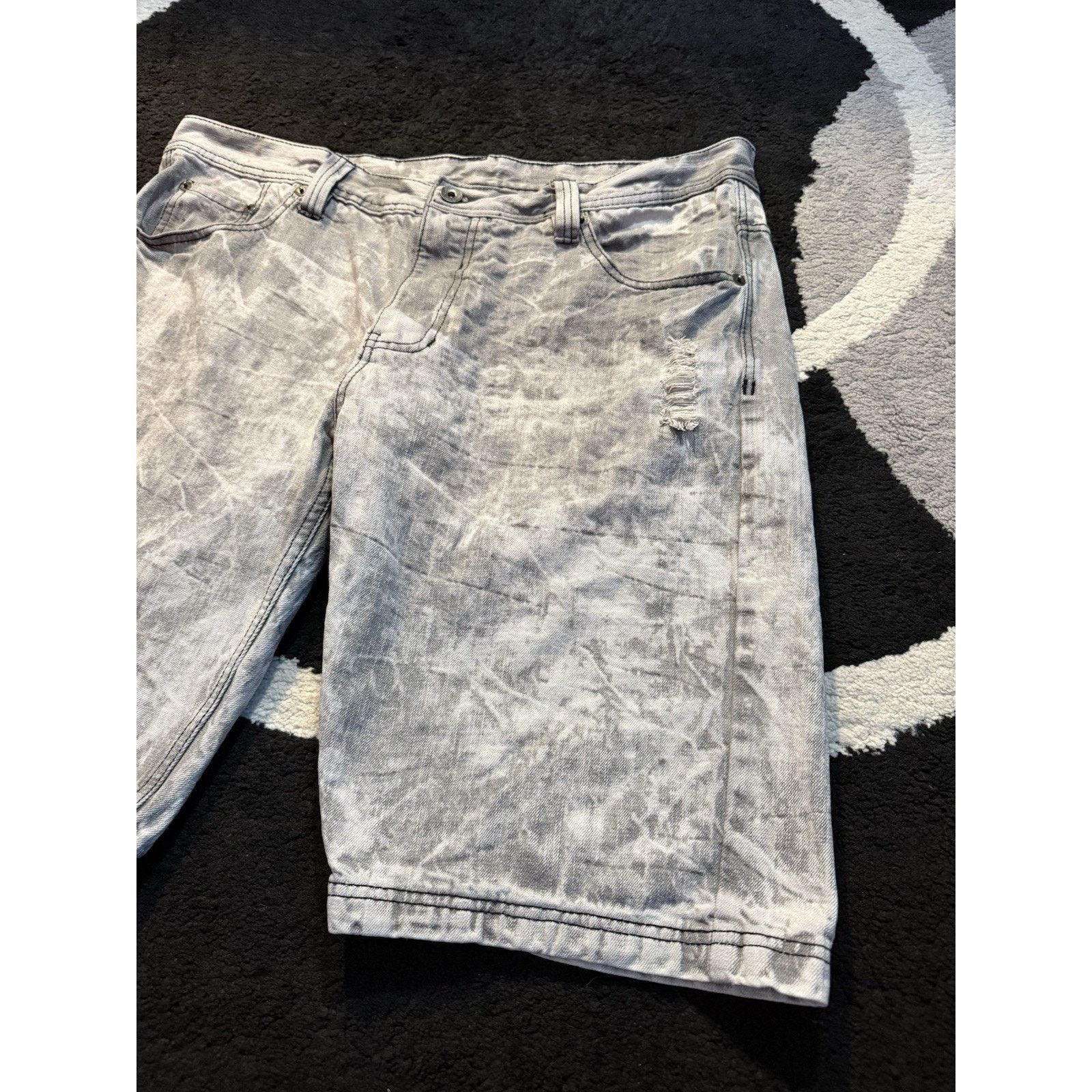 Southpole Southpole Acid Wash Jean Shorts Men 40 Y2K Baggy Distressed Size US 40 / EU 56 - 6 Thumbnail