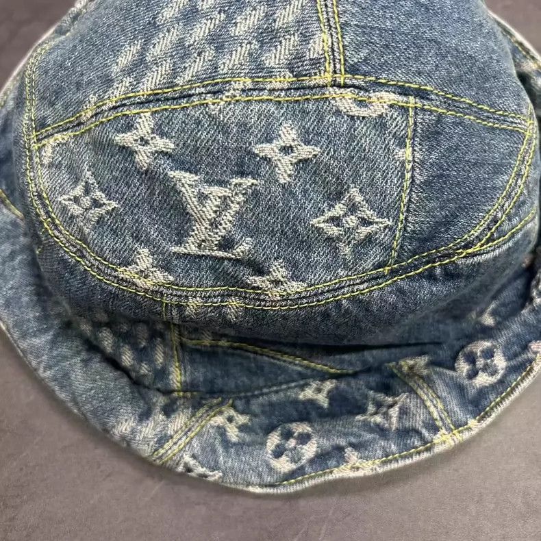 Louis Vuitton Louis Vuitton Denim Fisherman Hat Nigo Design-2506 Size ONE SIZE - 6 Thumbnail