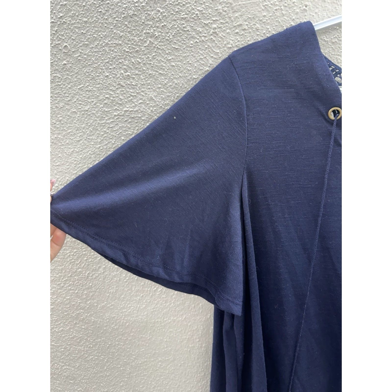 Vintage Xhilaration Juniors Blouse Size XXL Blue Cross V-Neck Embroidered Lace Back Size XL / US 12-14 / IT 48-50 - 3 Thumbnail
