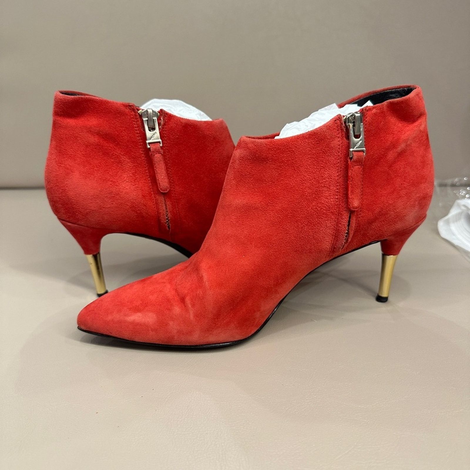 Brian Atwood Brian Atwood Mcalester Red Suede Ankle Boots Size US 7.5 / IT 37.5 - 6 Thumbnail