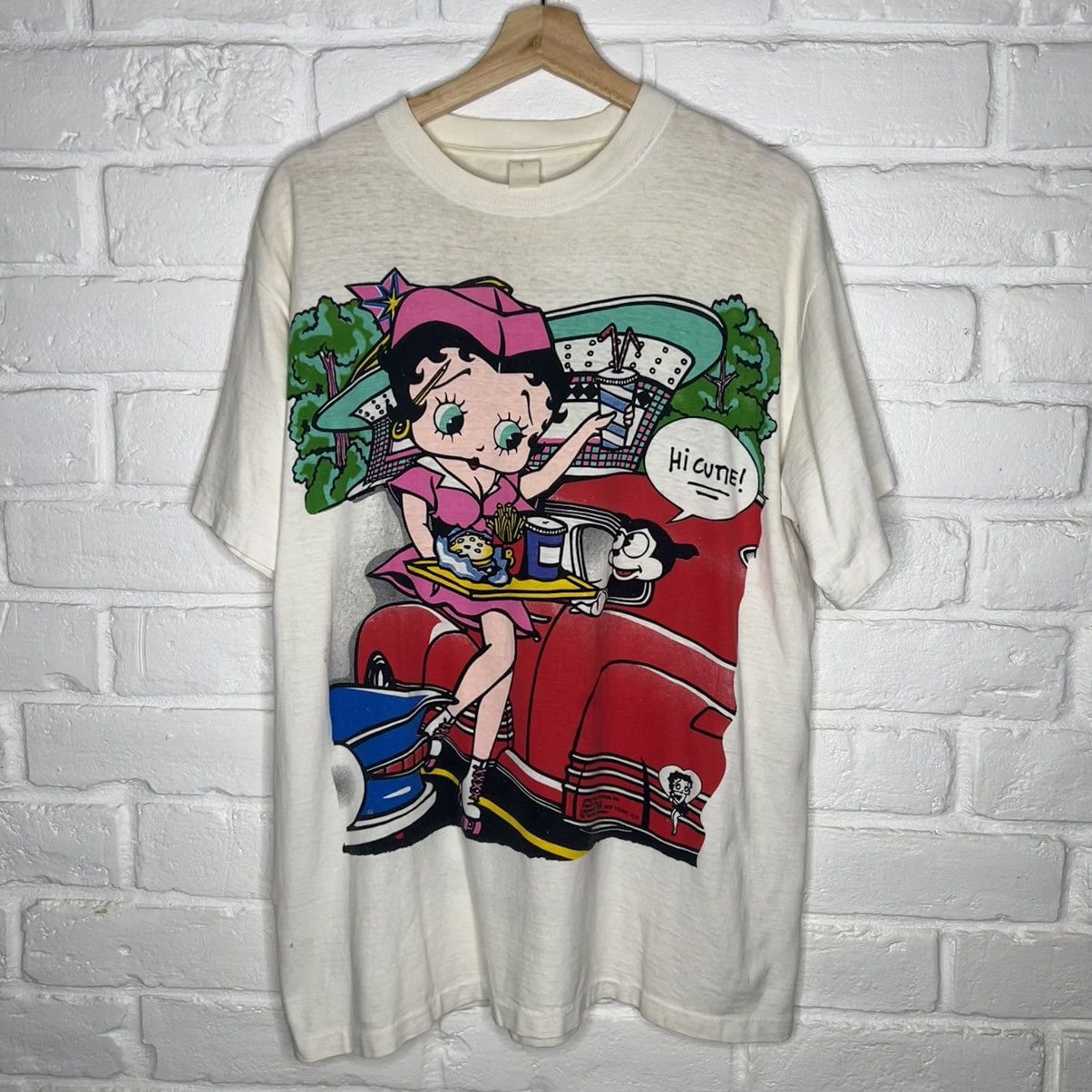 image of Made In USA x Vintage Betty Boop Tee 90's in White, Men's (Size XL)