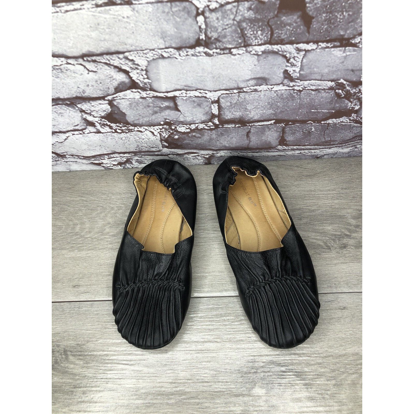 Chocolate Chocolate Blu CAM2 Black Pleated Leather Ballet Flats Shoes Size US 8 / IT 38 - 4 Thumbnail