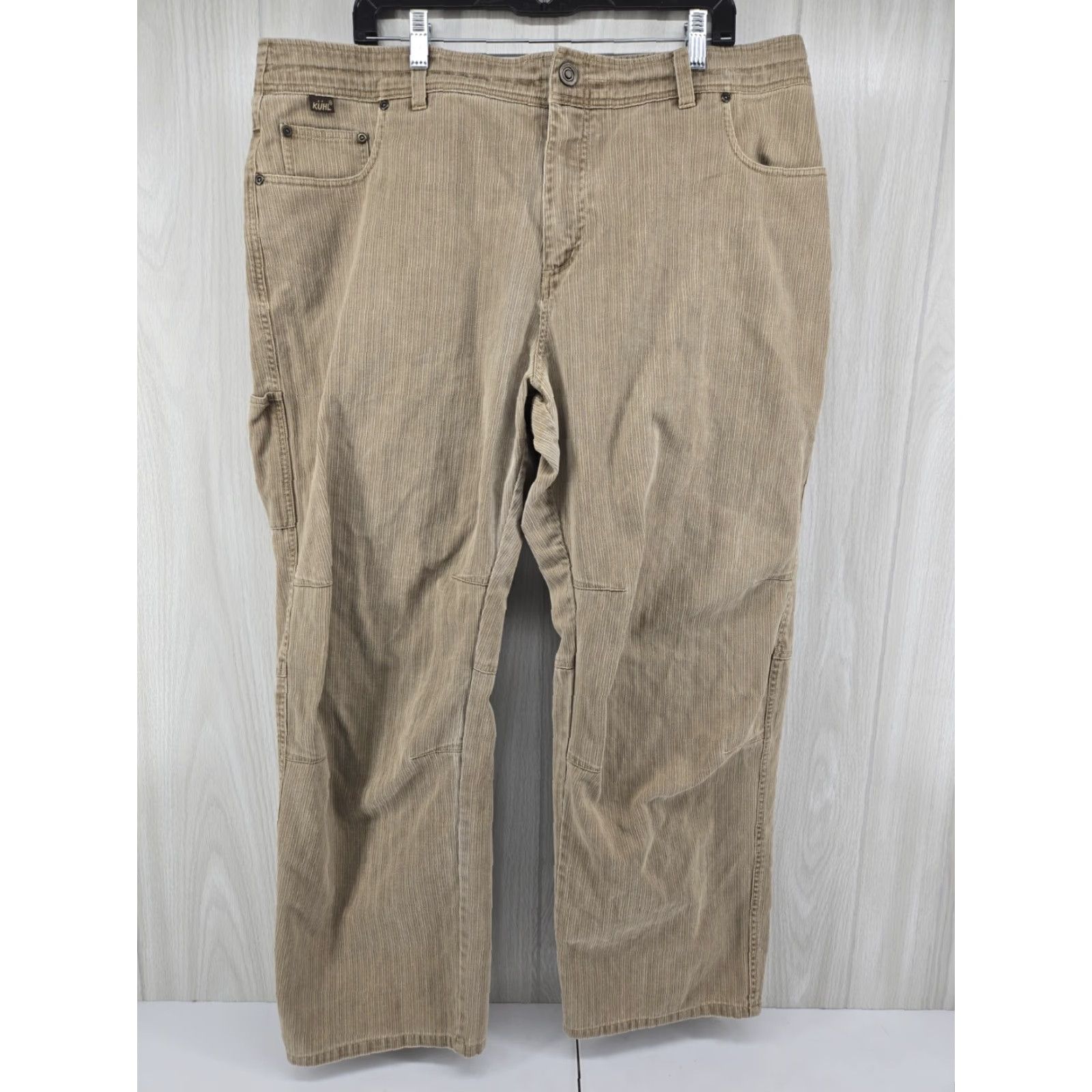 Vintage Kuhl Hi Lo Cord Khaki Beige Canvas Straight Leg Pants Men's 40x30 Size US 40 / EU 56 - 2 Thumbnail