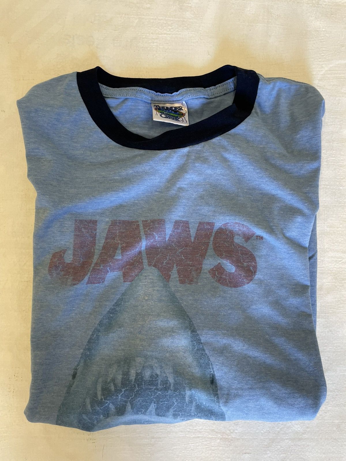 Vintage Vintage 80's Jaws T-Shirt Size US XL / EU 56 / 4 - 1 Thumbnail