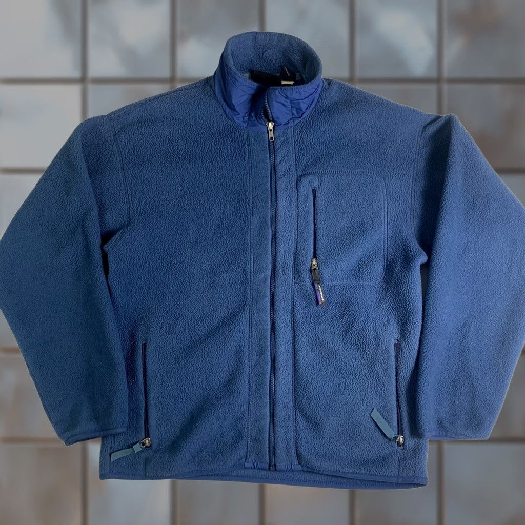 Patagonia VINTAGE Patagonia Full Zip SweatEr Mens M Blue Synchilla 90s USA Pattern Solid Sweater Size US M / EU 48-50 / 2 - 1 Thumbnail