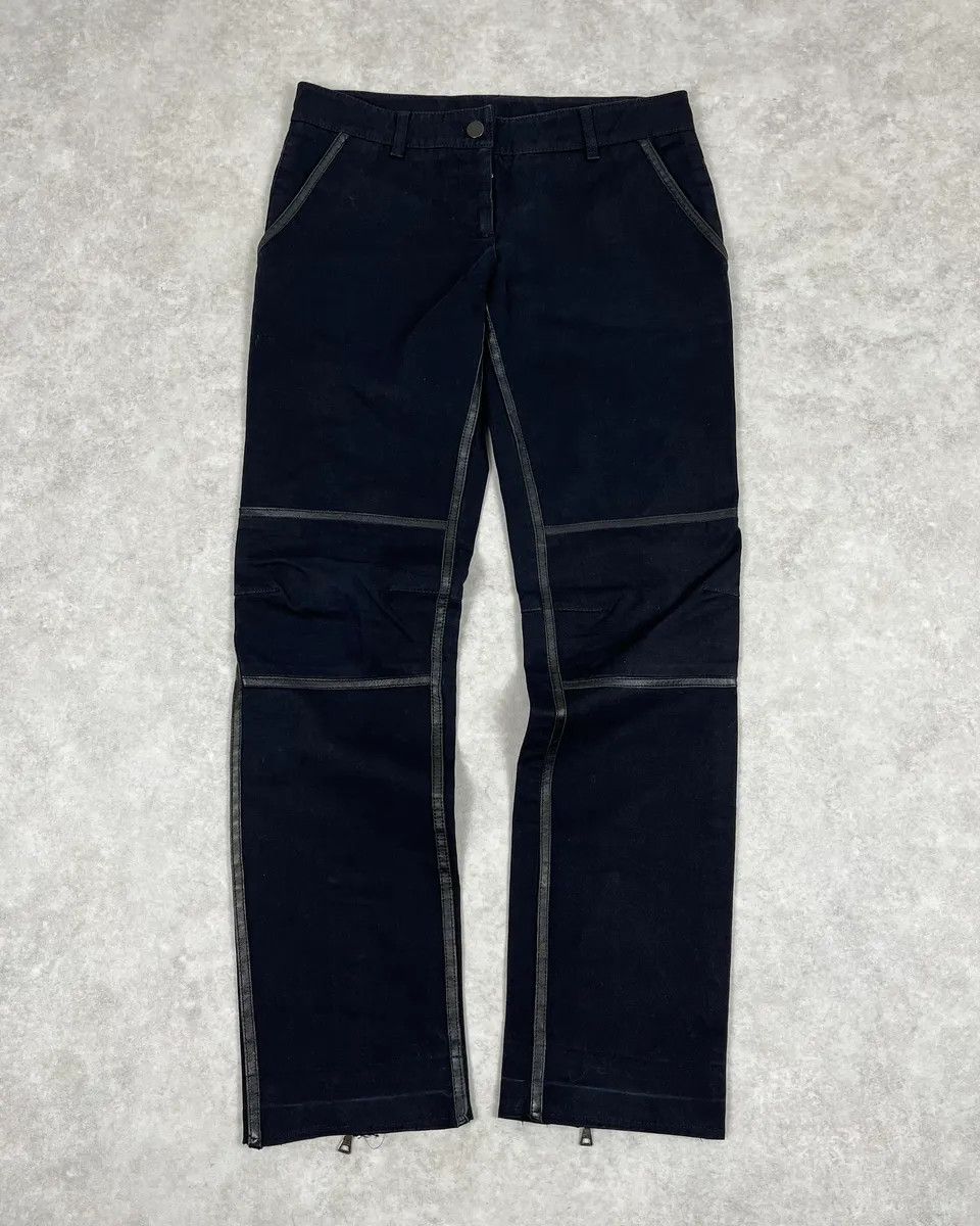 Prada 2000s Prada Black Leather Lines Pants Size 26" / US 2 / IT 38 - 1 Thumbnail