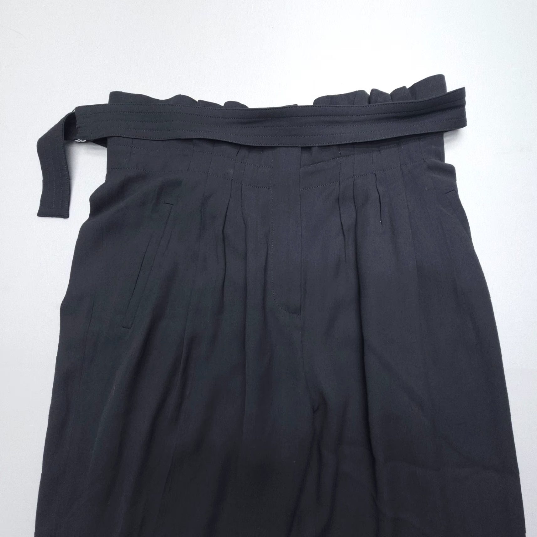 Vintage VINTAGE Sonia Rykiel Paris Belted High Rise Pleated Trousers Pants Women 31 in Black 90s Size ONE SIZE - 6 Thumbnail