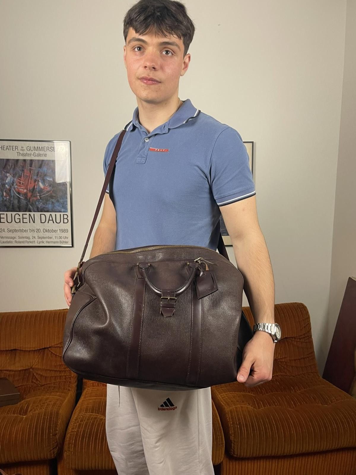 Louis Vuitton Louis Vuitton - Tiga 45 Large Brown Leather Travel Bag Size ONE SIZE - 1 Thumbnail