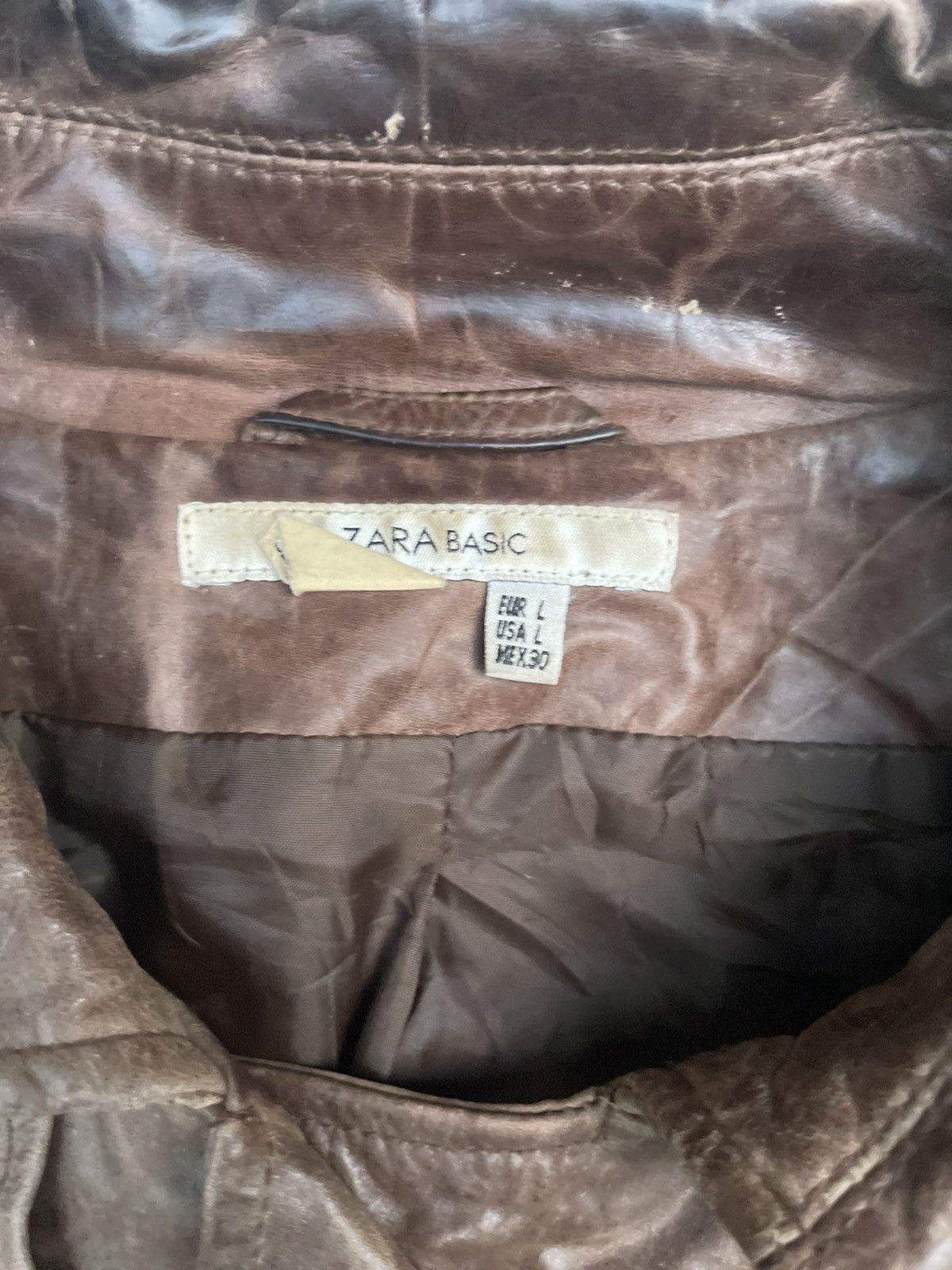 Zara ZARA BASIC Brown Double Breasted Leather Jacket Size M / US 6-8 / IT 42-44 - 3 Thumbnail