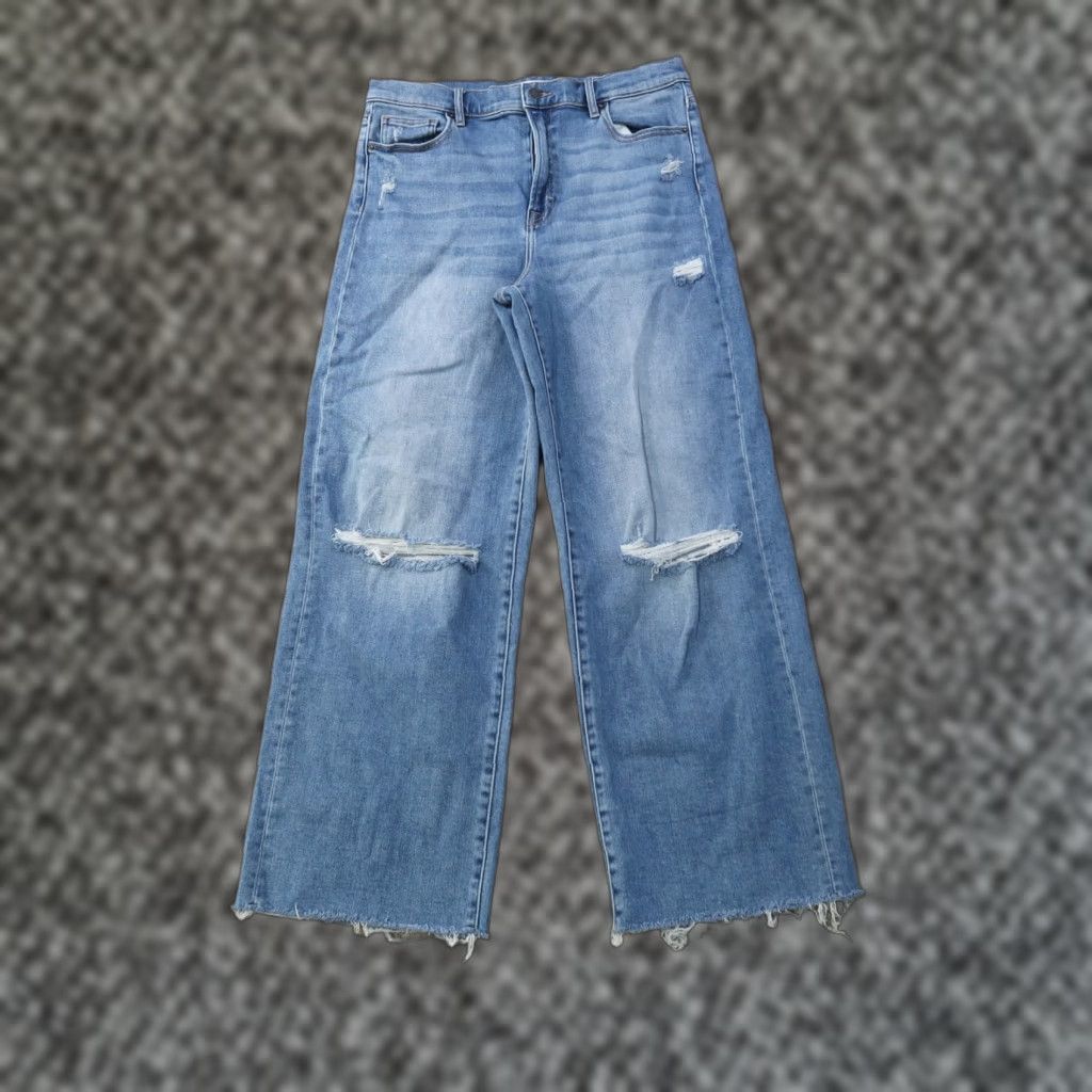 Vintage Altar’d State Women’s Jeans Skinny Distressed Denim Stretch Blue Size 31 Jeans Womens 5-Pocket Zipper Button Fringe Distressed Size 24" / US 00 / IT 34 - 1 Thumbnail