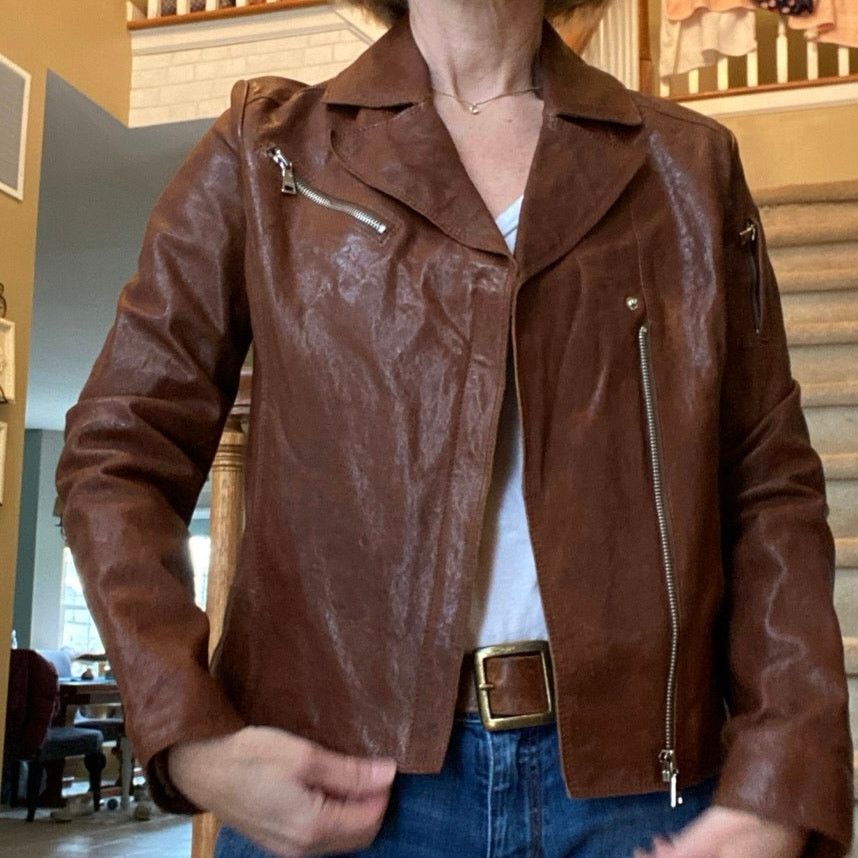 Andrew Marc Andrew Marc NY $450 Leather Cocoa Brown Biker Jacket S Size S / US 4 / IT 40 - 17 Thumbnail