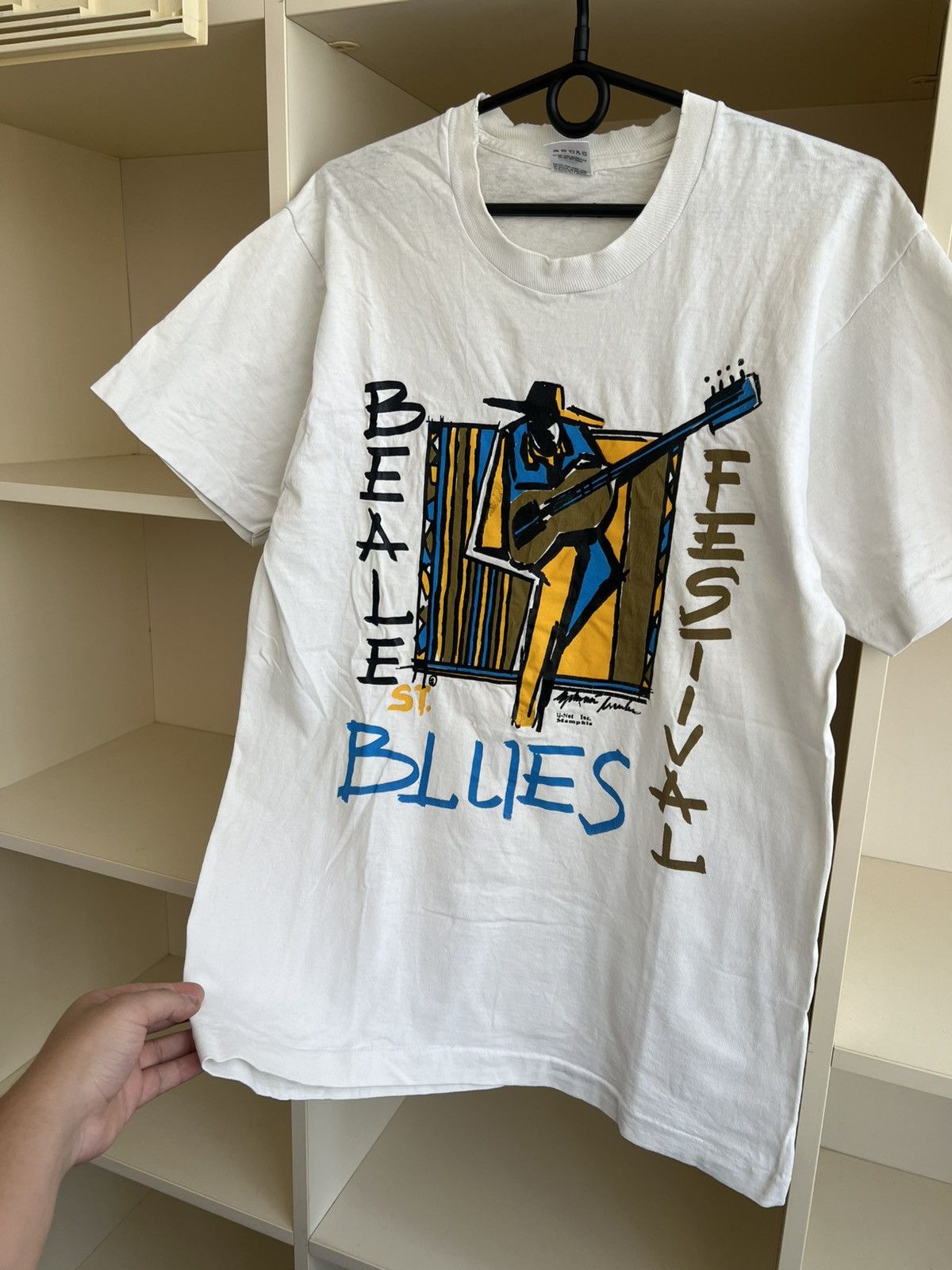 Vintage Vintage Beale St Blues Festival T-Shirt George Hunt Art Rare Size US L / EU 52-54 / 3 - 3 Thumbnail