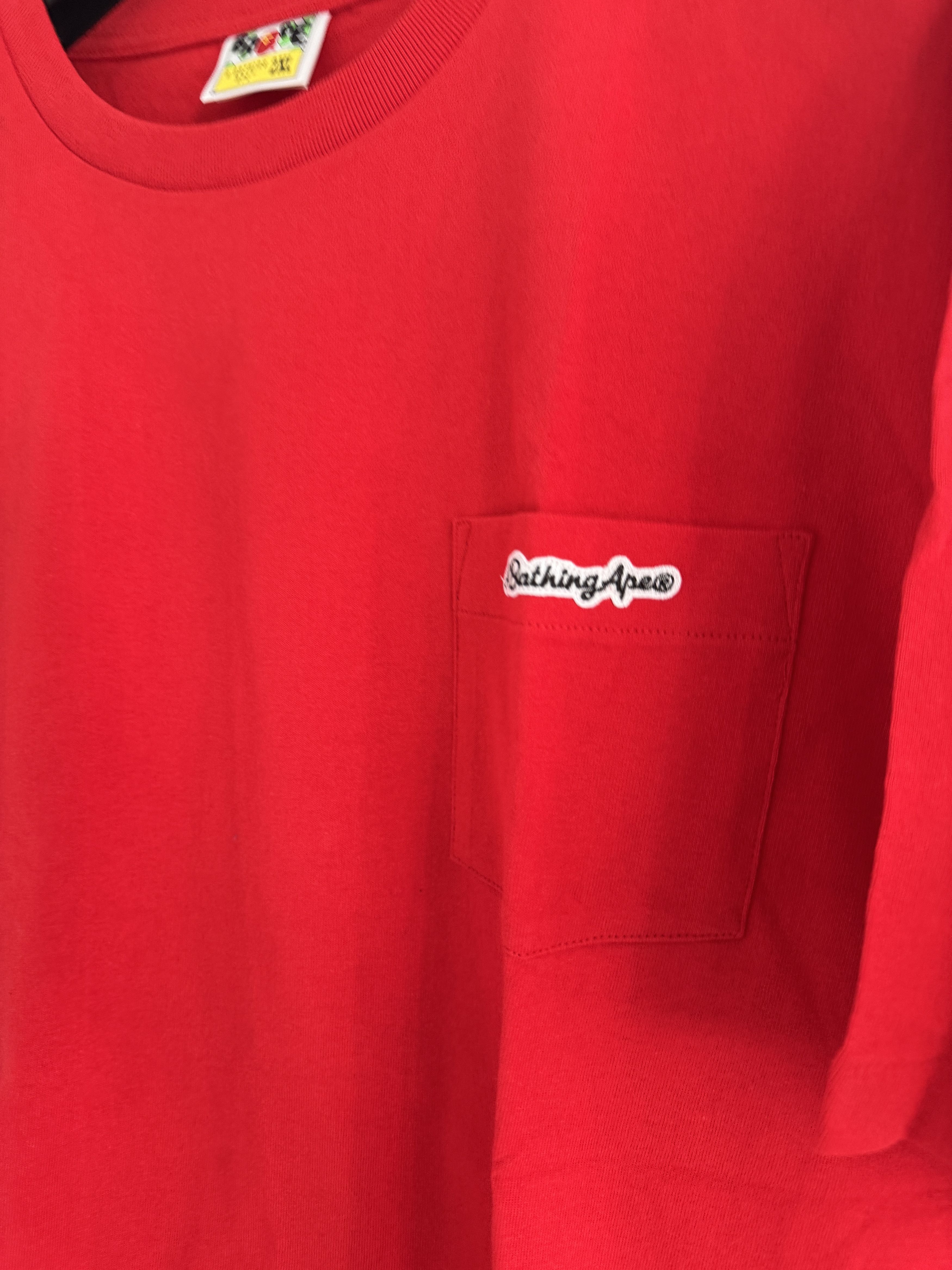 Bape Red Embroidered Pocket Tee Size US XXL / EU 58 / 5 - 2 Thumbnail