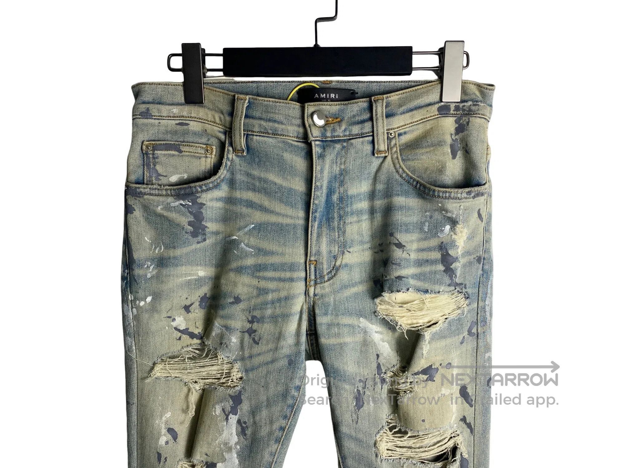 Amiri AMIRI Blue Destroyed Splatter Diamond Bottom Jeans Size US 30 / EU 46 - 3 Thumbnail