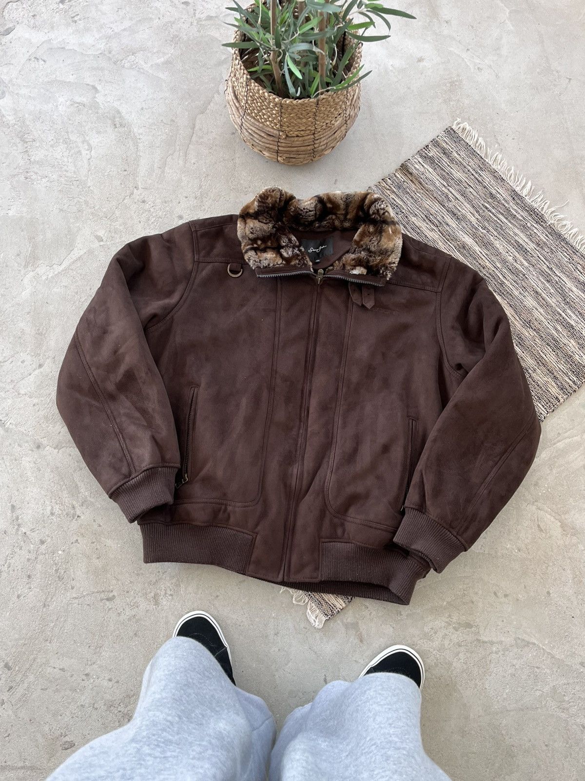 Sean John Sean John Shearling Coat Brown Jacket Faux Fur Suede Style Size US XXL / EU 58 / 5 - 1 Thumbnail