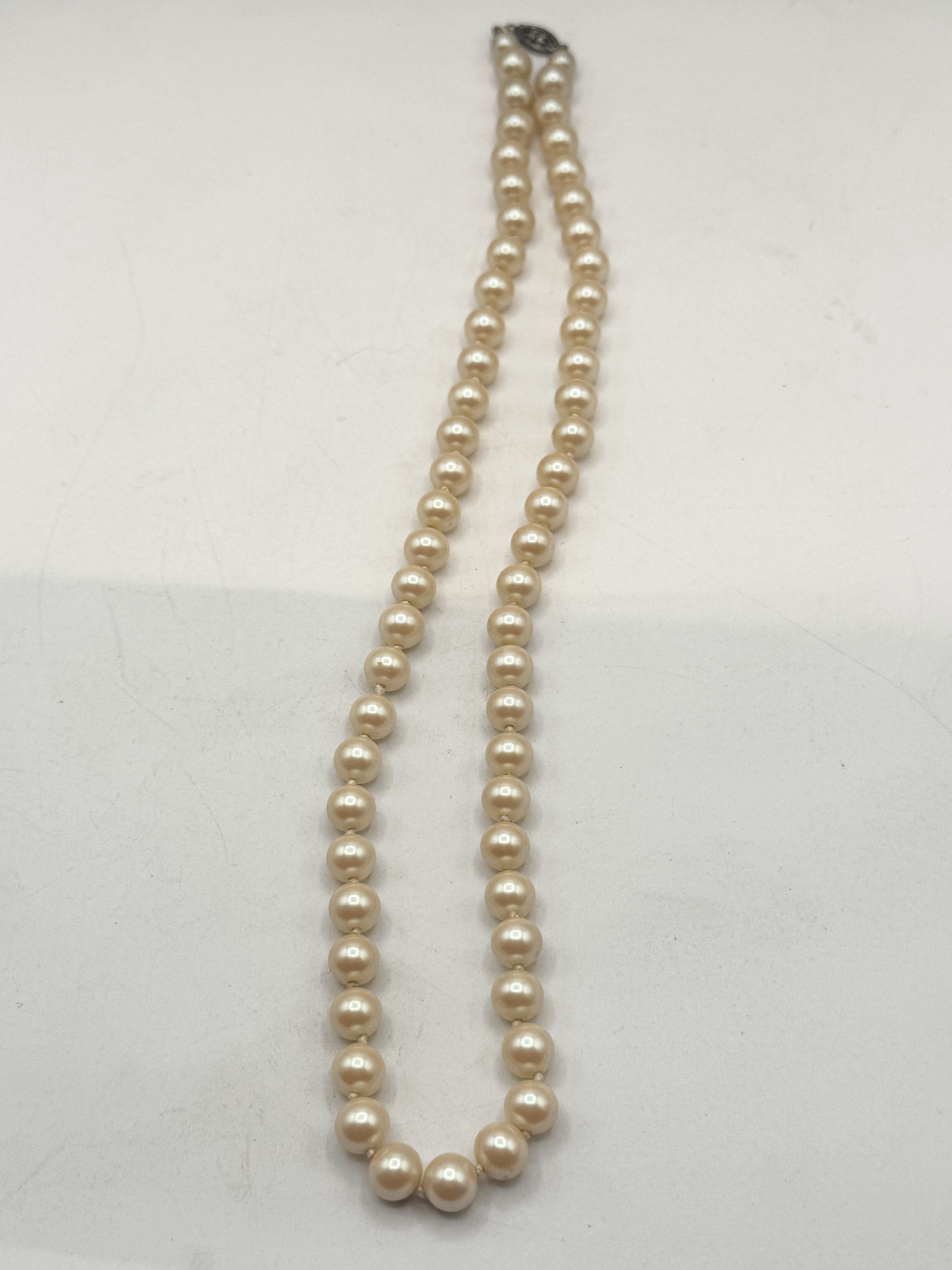 Vintage Vintage faux pearl sterling silver clasp necklace Size ONE SIZE - 3 Thumbnail