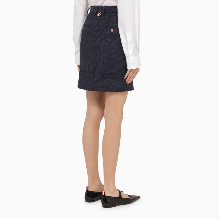 Thom Browne o1d2blof1024 Cotton-Blend Mini Skirt in Navy Blue Size 27" / US 4 / IT 40 - 4 Thumbnail