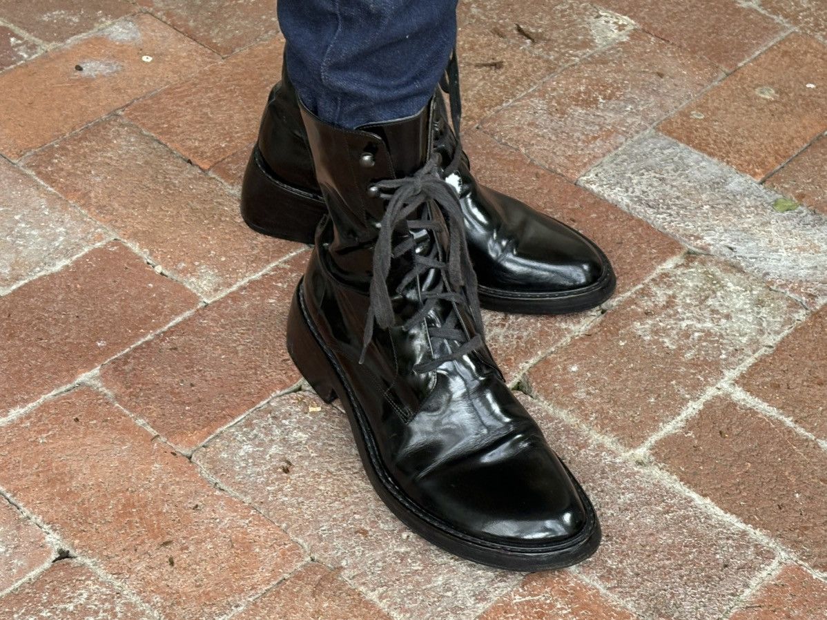 Ann Demeulemeester Beautiful Classic Glossy Black Leather Combat Boots Size US 8.5 / IT 38.5 - 1 Thumbnail
