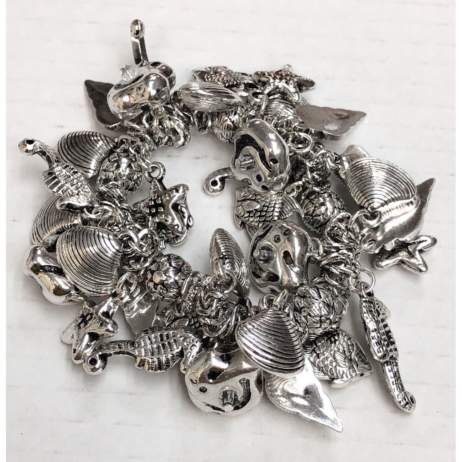 Other New silver sea life shell fish charm stretch bracelet Size ONE SIZE - 4 Thumbnail