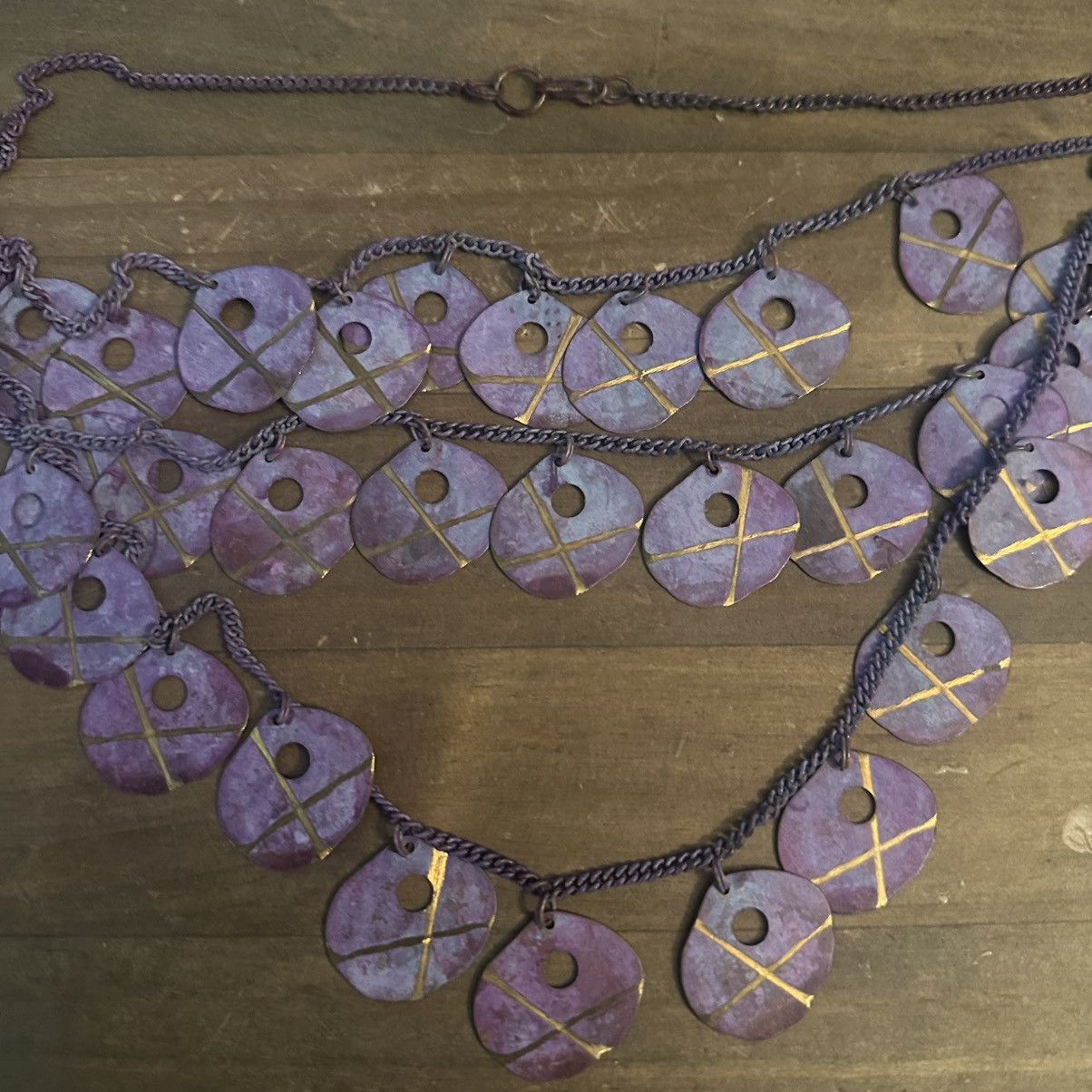 Vintage Vintage multi chain layered purple dangle discs necklace Size ONE SIZE - 2 Thumbnail