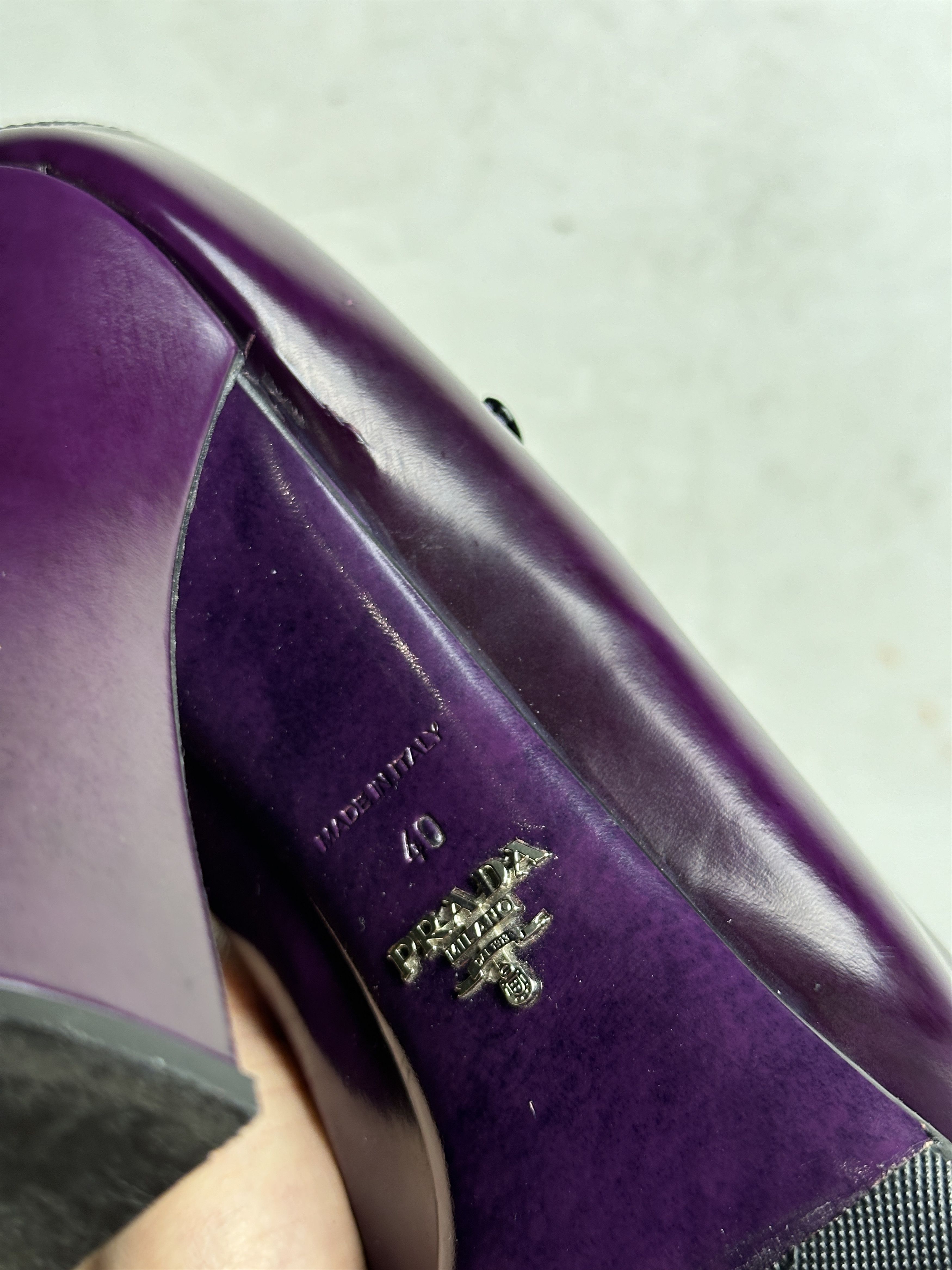 Prada FW12 Runway Purple Patent Leather Mary Jane Heels