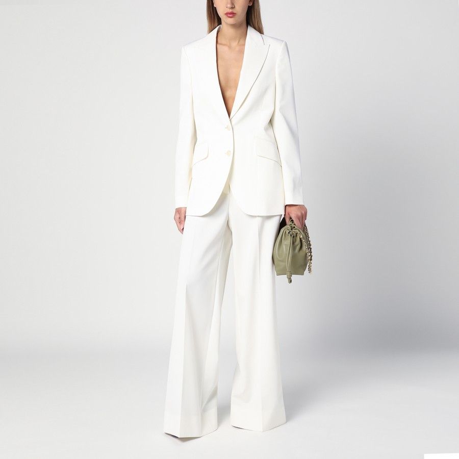 Stella McCartney o1d2blof1024 Wool Single-breasted Jacket in Ivory Size S / US 4 / IT 40 - 2 Thumbnail