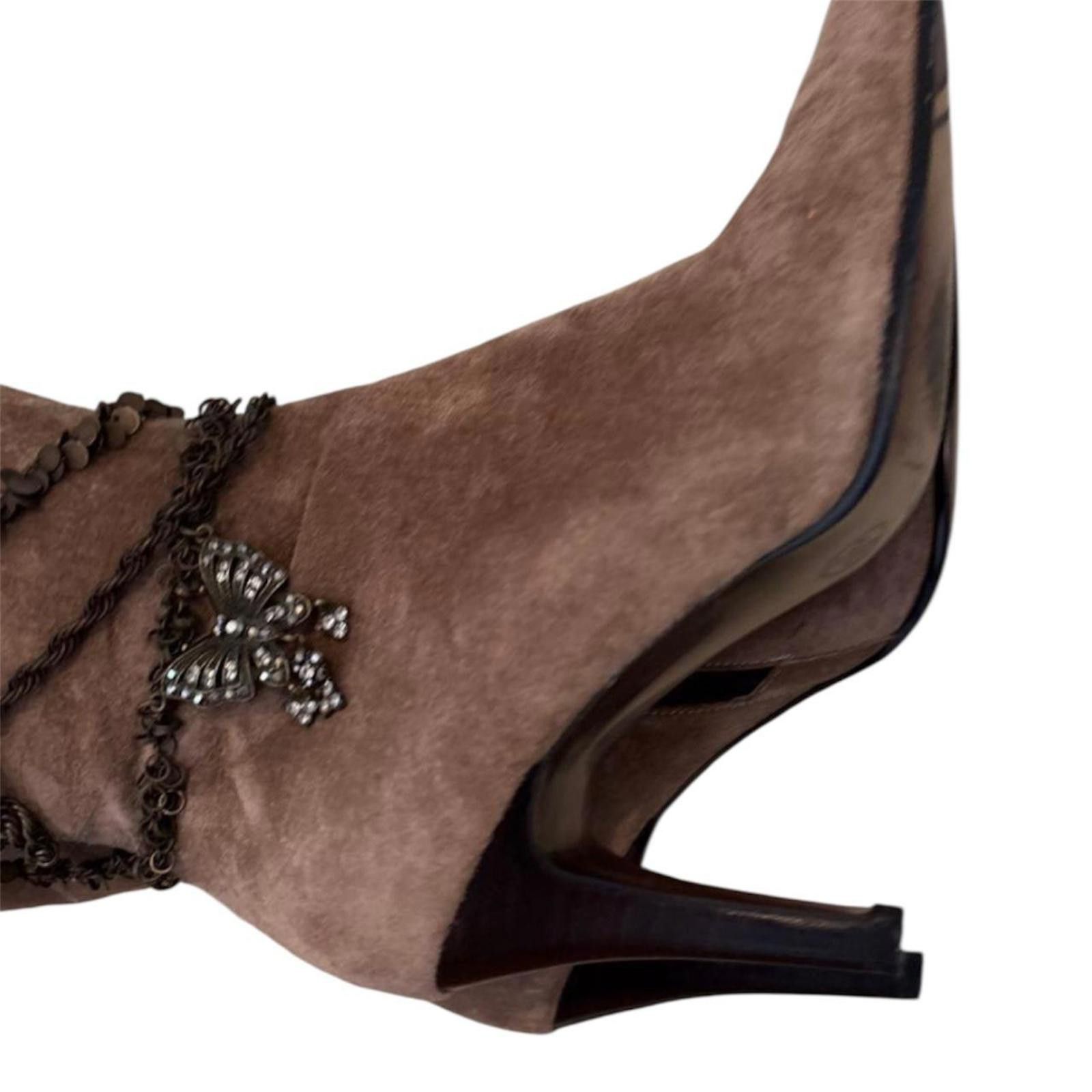 Other Real suede fairy grunge long 2000s style brown winter boots Size US 6 / IT 36 - 8 Thumbnail