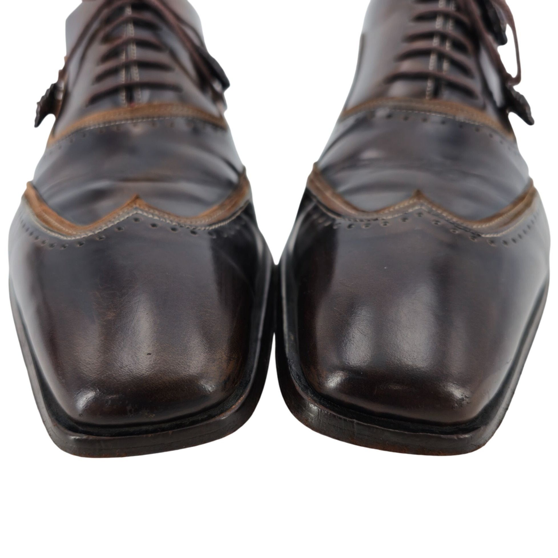 Mezlan Mezlan Custom Men 11.5 Brown Polished Leather Wingtip Oxford Size US 11.5 / EU 44-45 - 10 Thumbnail