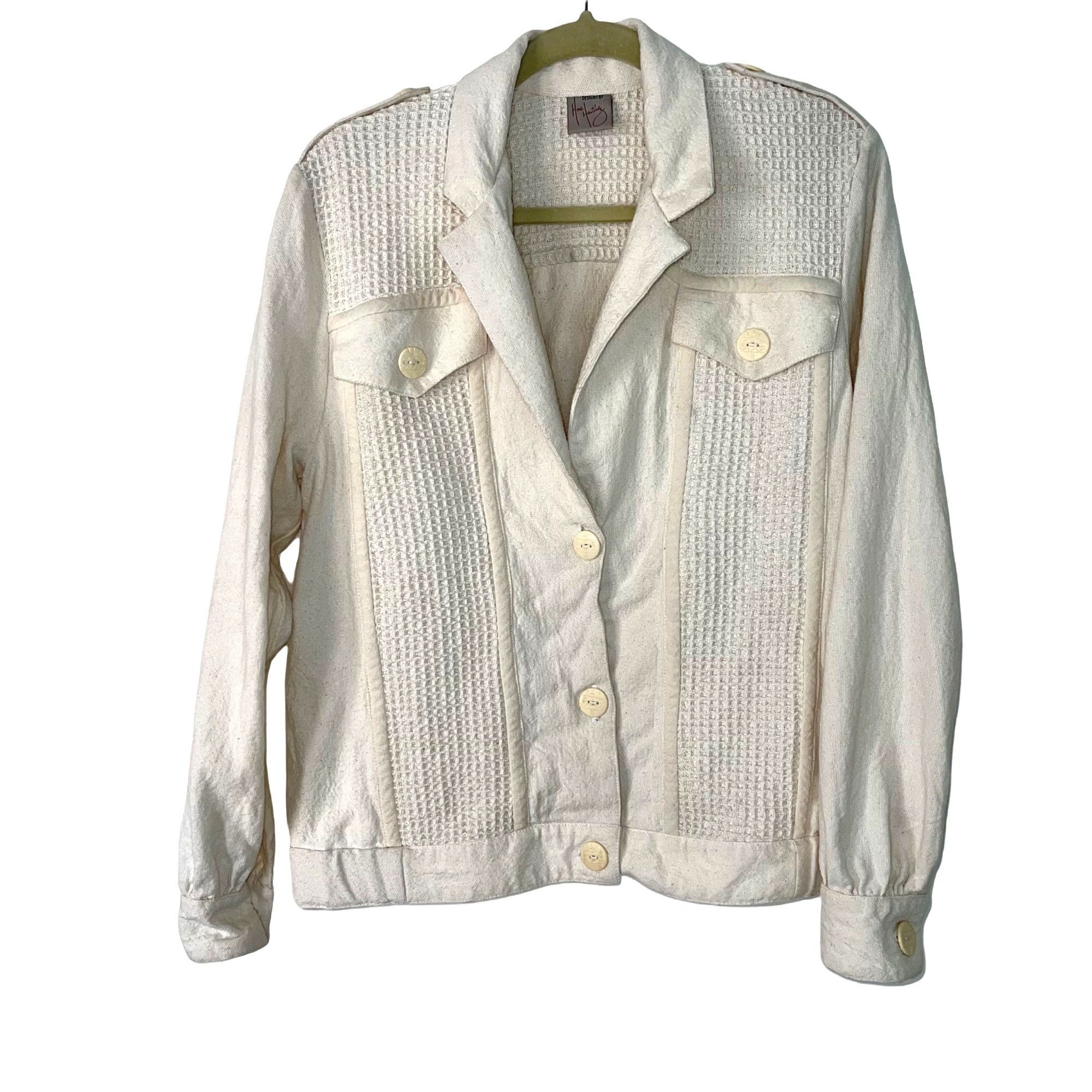 Vintage Martinez Vintage Womens Jacket Size Medium Cream Button Fron Size M / US 6-8 / IT 42-44 - 1 Thumbnail