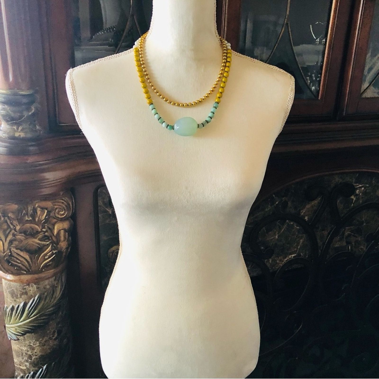 Handmade Handcrafted repurpose double strand mixed bead Pearl necklac Size ONE SIZE - 6 Thumbnail