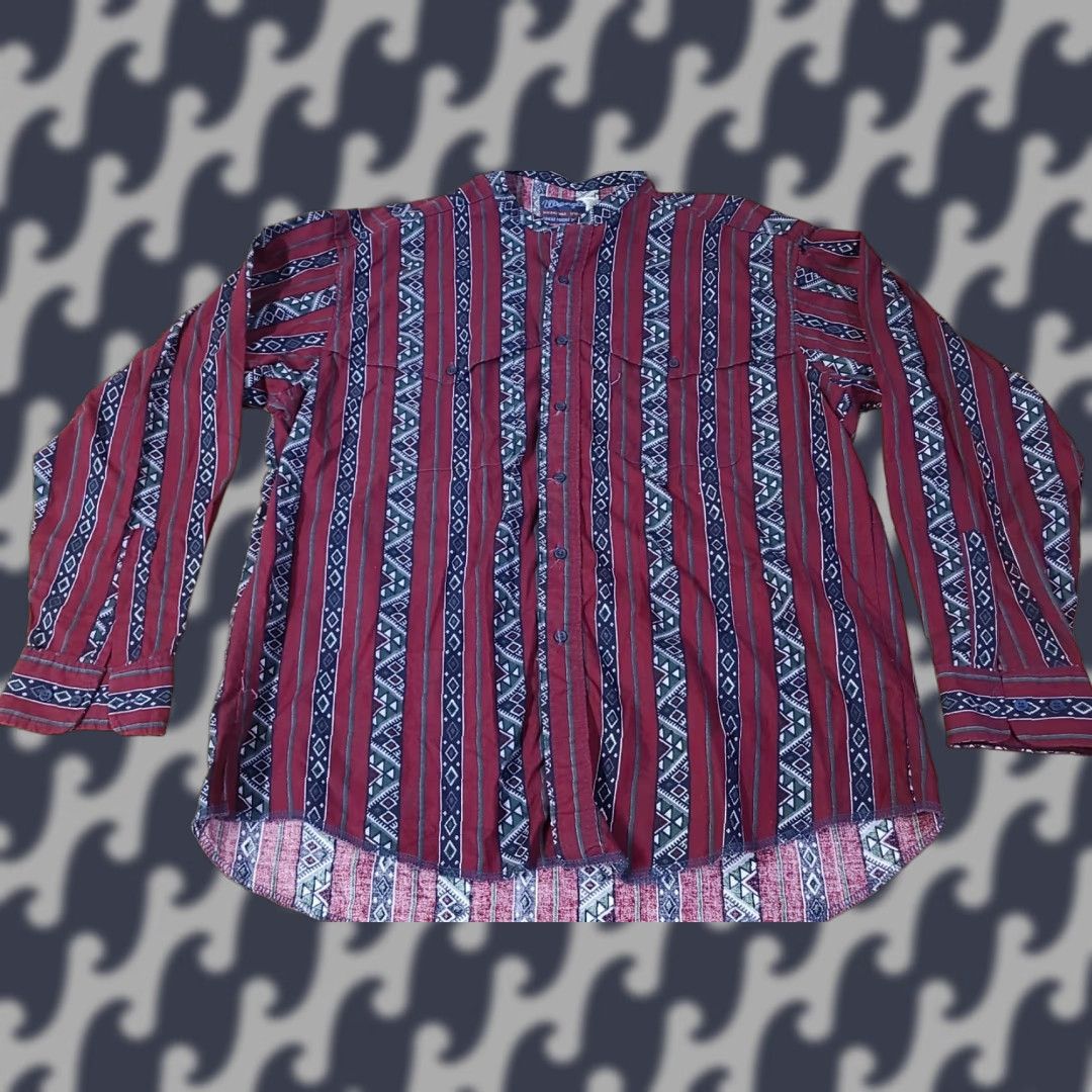 Wrangler Wrangler Shirt Mens XL Multicolor Geometric Long Sleeve Button-Up Button-Down Collar Tailoring Long Tails Size US XL / EU 56 / 4 - 1 Thumbnail