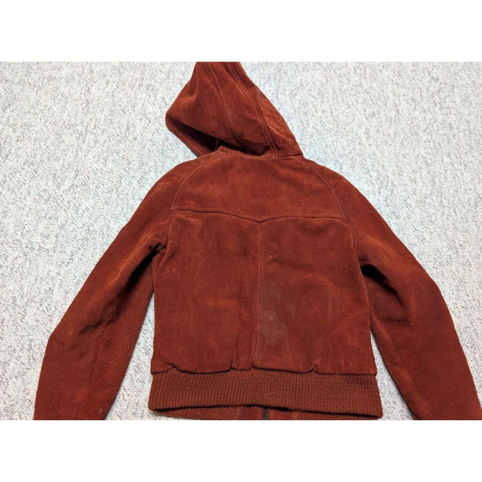 Vintage VINTAGE westERn split-suede cowhide Leather XS sherpa HOODED jacket 34-36 Mens 1970s Rancher Rust Orange Cowboy Style Bomber Jacket Size US XS / EU 42 / 0 - 7 Thumbnail