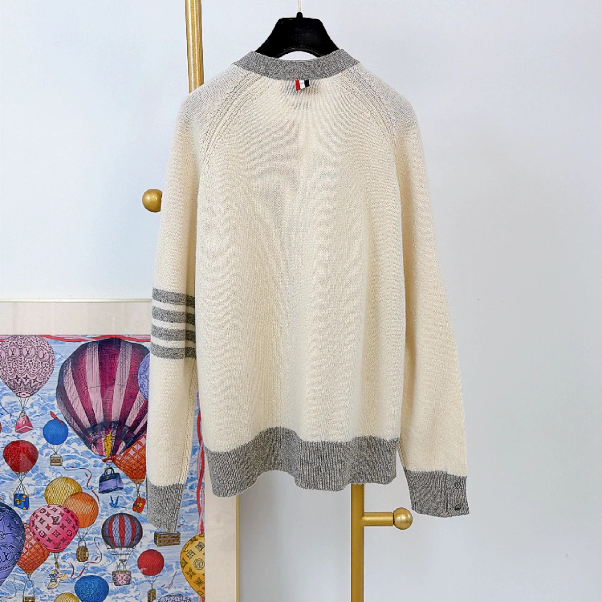 Thom Browne Thom Browne Beige Knit Cardigan Size 3 New with Tags Size US L / EU 52-54 / 3 - 2 Thumbnail