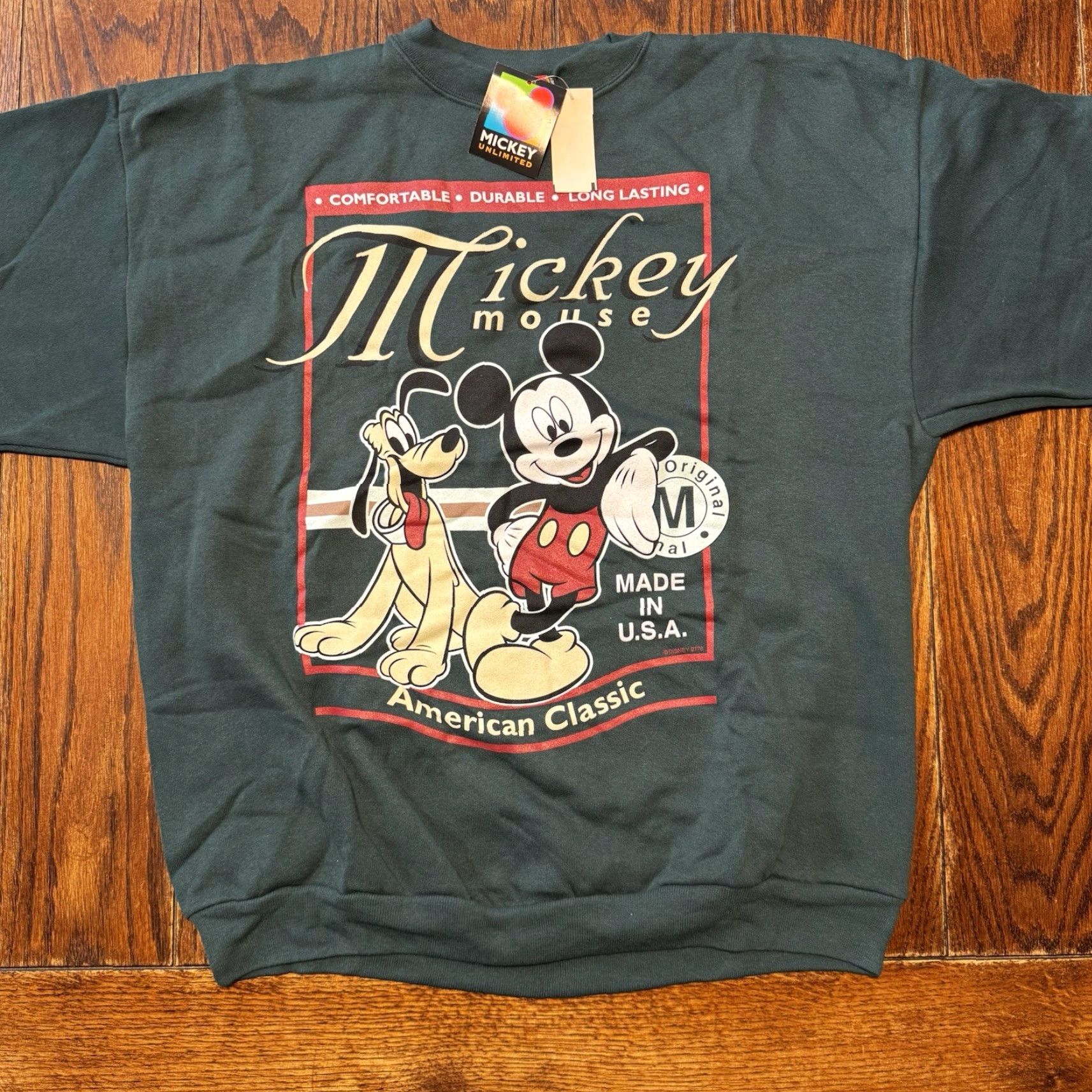 Disney VINTAGE Disney Mickey Mouse Sweatshirt USA Made Pluto American Classic Sweatshirt XL Men Green Logo 90s Retro Cartoon Size US XL / EU 56 / 4 - 2 Thumbnail