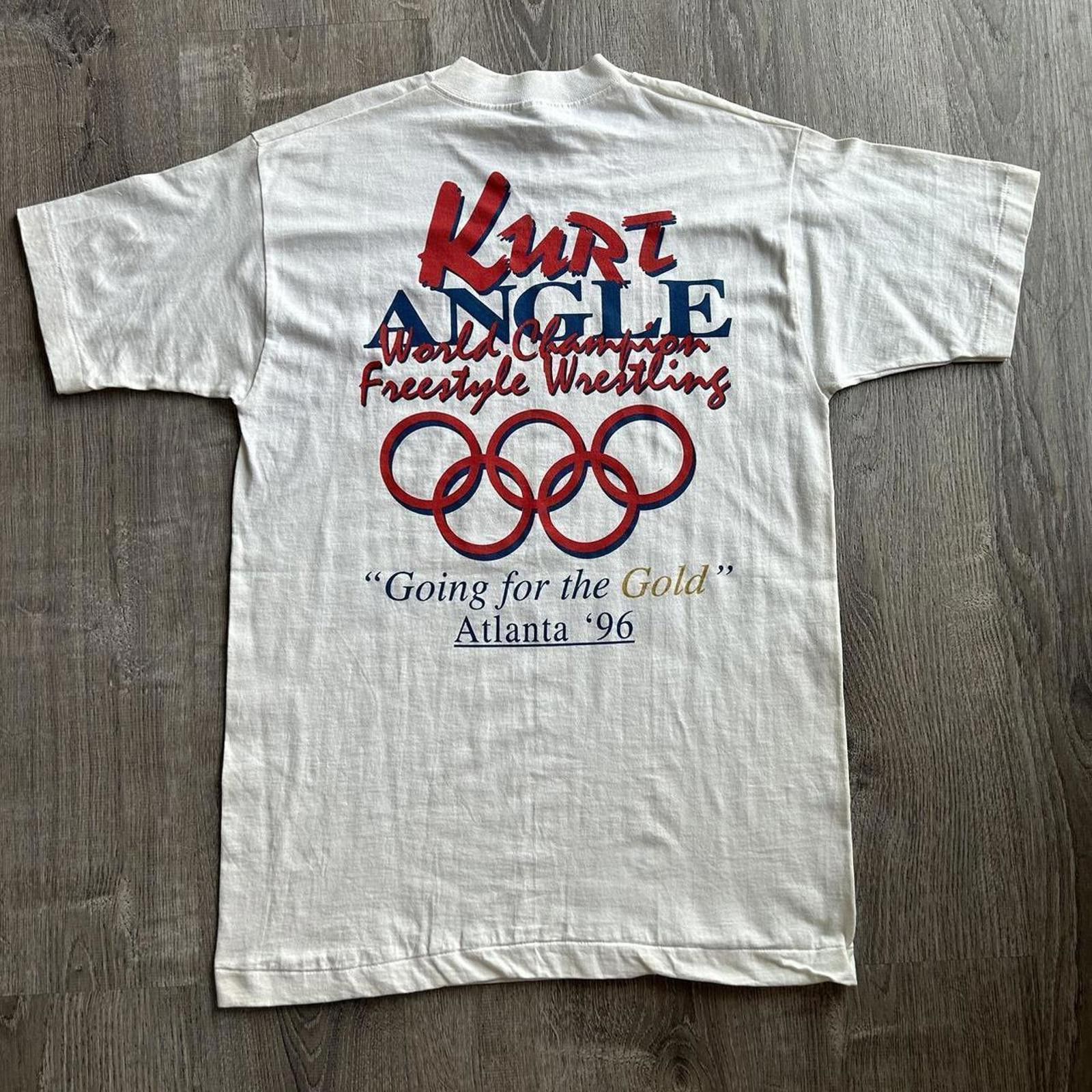 Other Vintage ‘96 Kurt Angle Olympics Champion White Shirt Signed Size US M / EU 48-50 / 2 - 2 Thumbnail