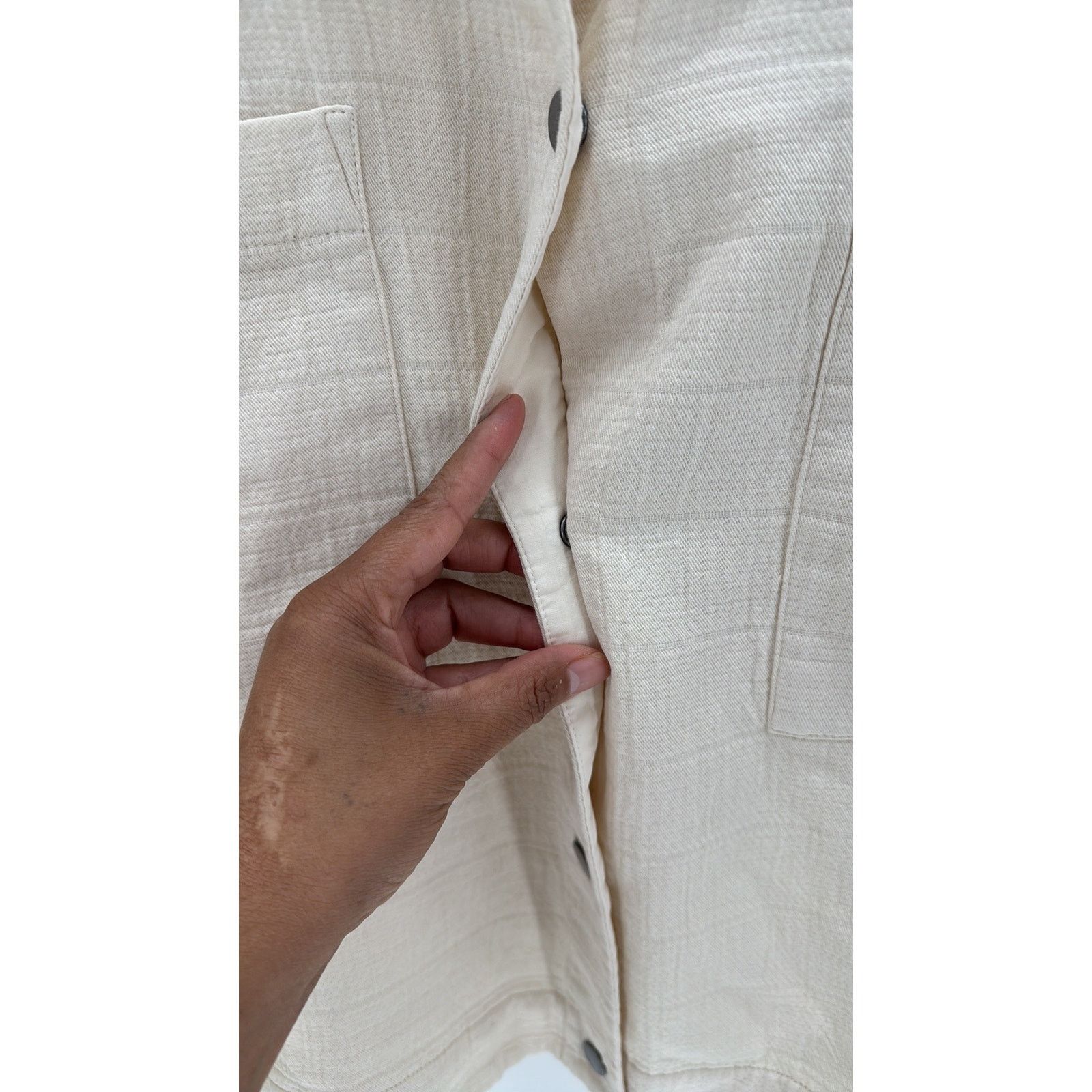 Eileen Fisher Eileen Fisher Ivory Cotton mandarin collar oversized Jacket Size S / US 4 / IT 40 - 7 Thumbnail