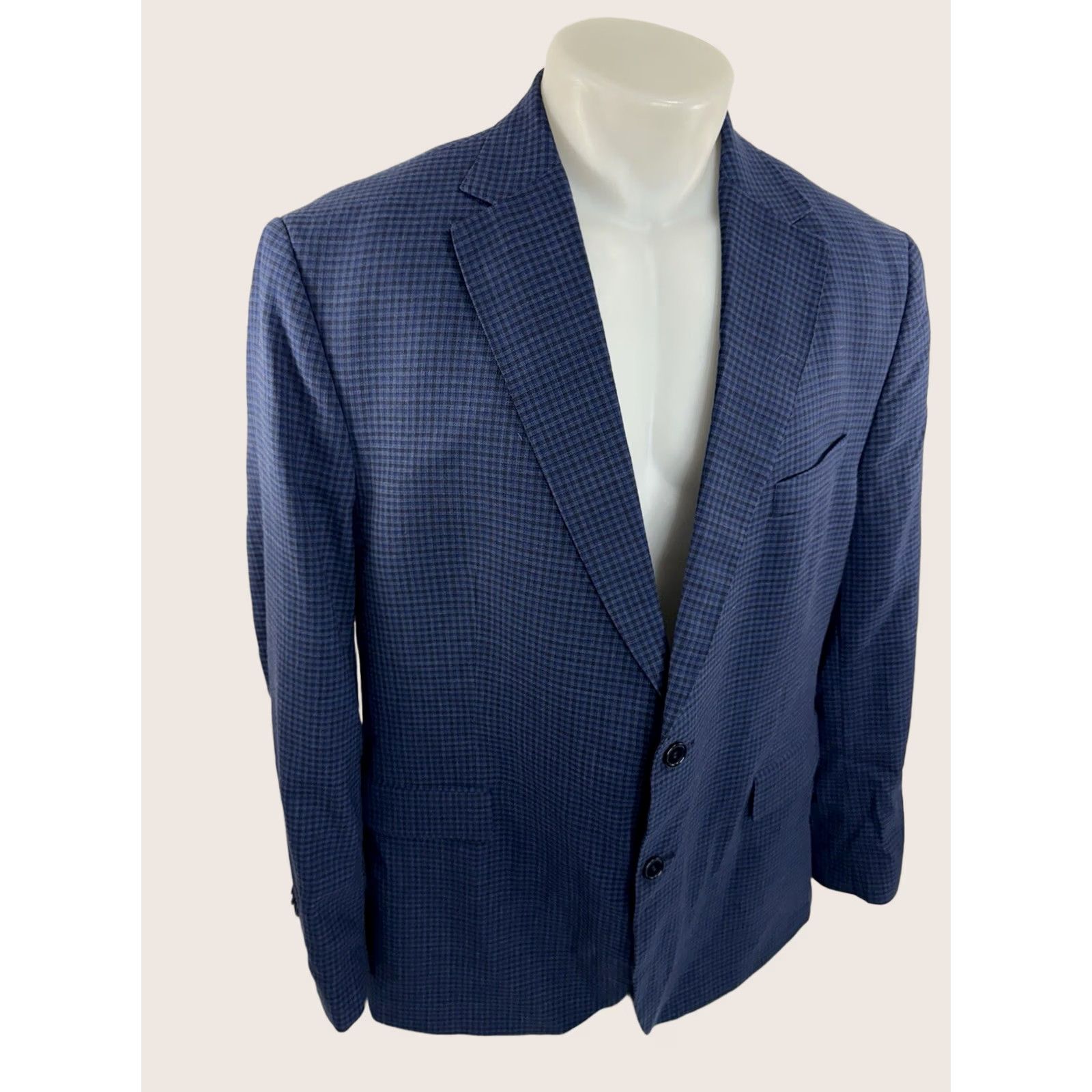Ermenegildo Zegna Ermenegildo Zegna Blazer Mens 48 Wool Linen Plaid Blue Blazer - Plaid Pattern, Wool/Linen Lining, Regular Size, 48R Mens Blazer Size 48R - 1 Thumbnail