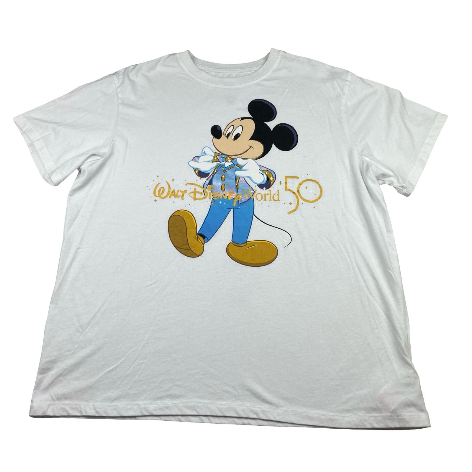 Disney Walt Disney World 50th Anniversary Gold Glitter Mickey S/S T Size US XL / EU 56 / 4 - 2 Thumbnail