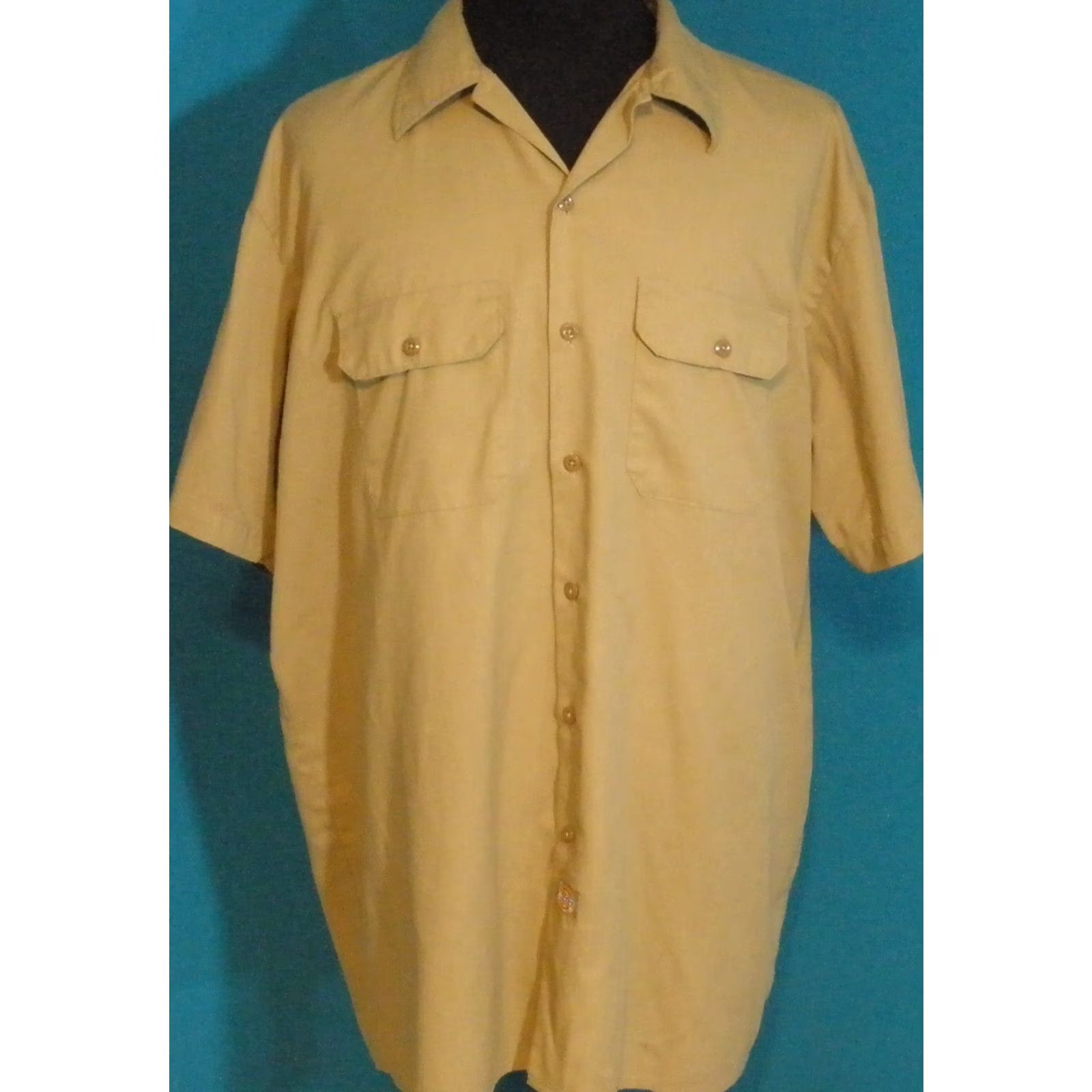 Dickies Dickies Shirt Button-Up Short Sleeve Logo Workwear Mens 2XL Beige Size US XXL / EU 58 / 5 - 2 Thumbnail