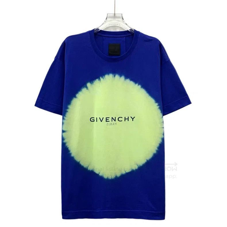 Givenchy Givenchy Dark Blue Tie-Dye Logo Letter Print Cotton Crewne Size US L / EU 52-54 / 3 - 1 Thumbnail