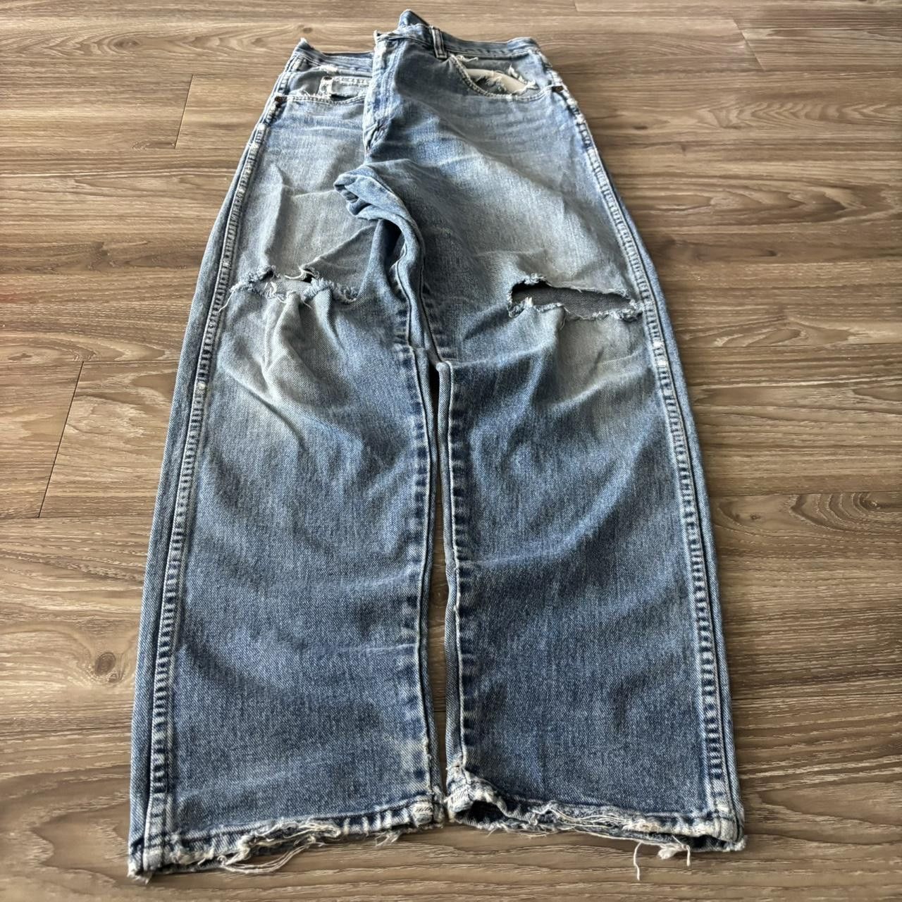 Japanese Brand Crazy Vintage 90s Grunge Distressed Faded Denim Jeans! 33x30 Size US 33 - 3 Thumbnail