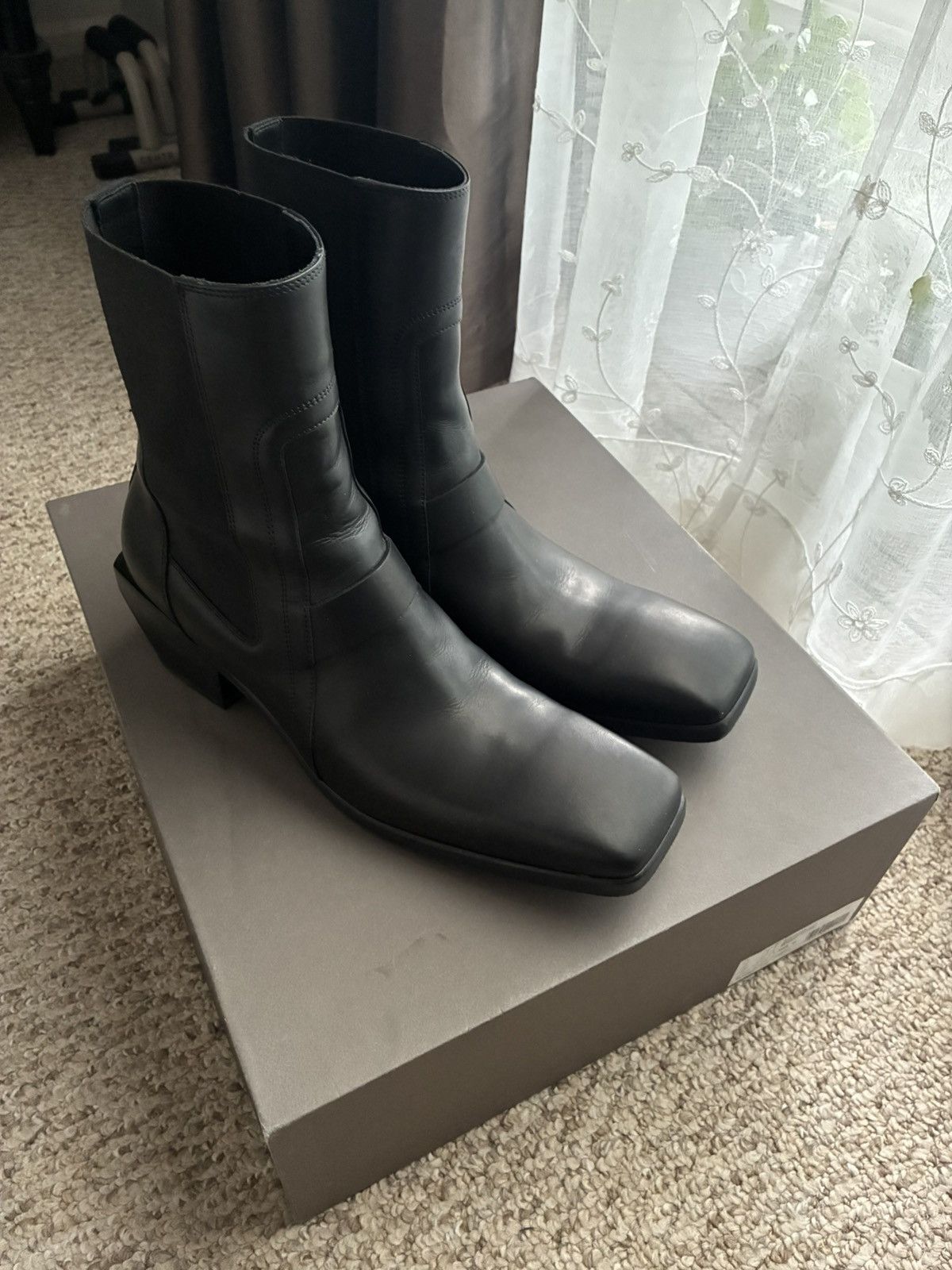 Rick Owens FW23 Luxor Gradient Heeled Sliver Boots | Grailed