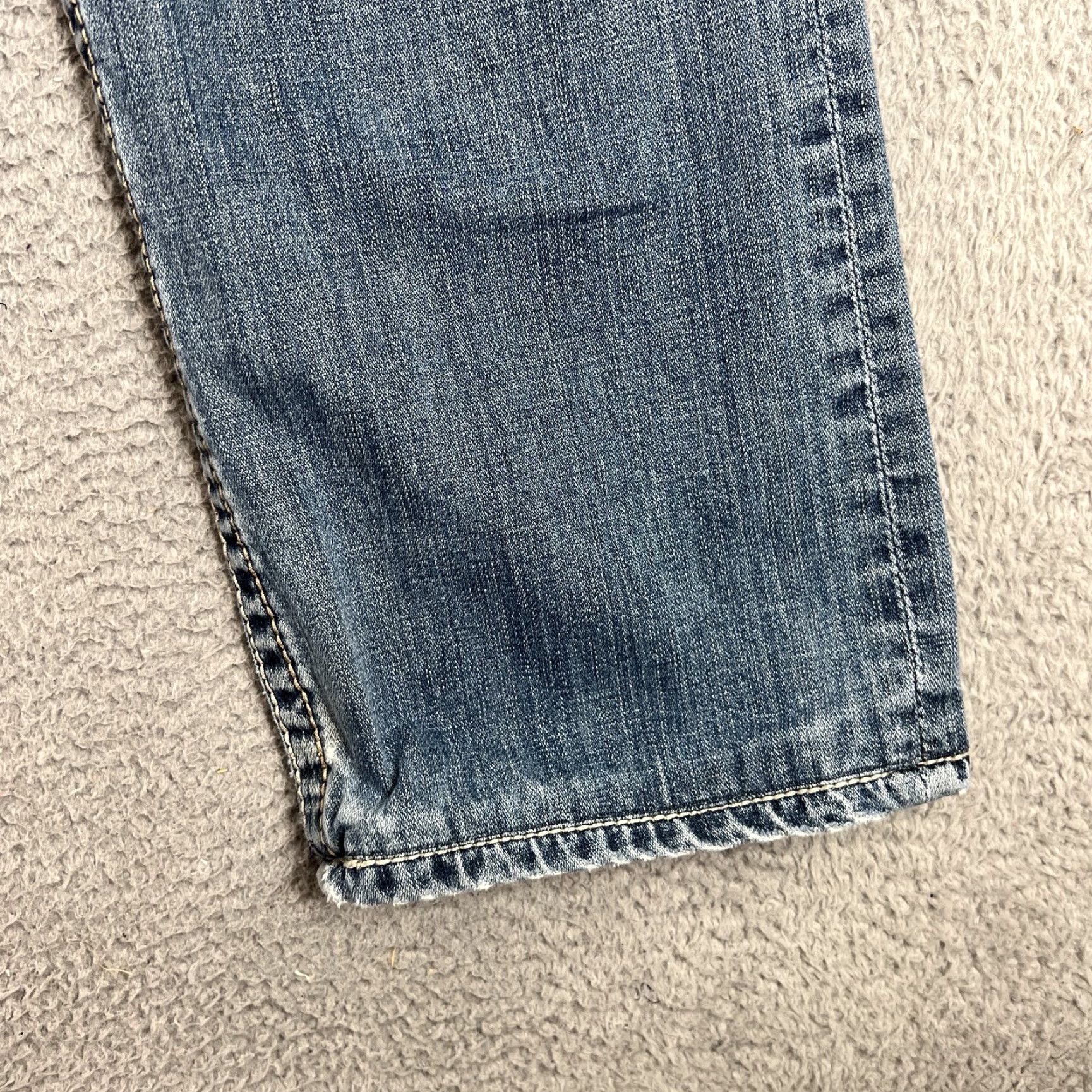 BKE BKE Denim Jeans Mens 31 Blue Tyler Straight Distressed Light Denim Preppy Hemmed Shirt/Jeans? Size US 32 / EU 48 - 6 Thumbnail