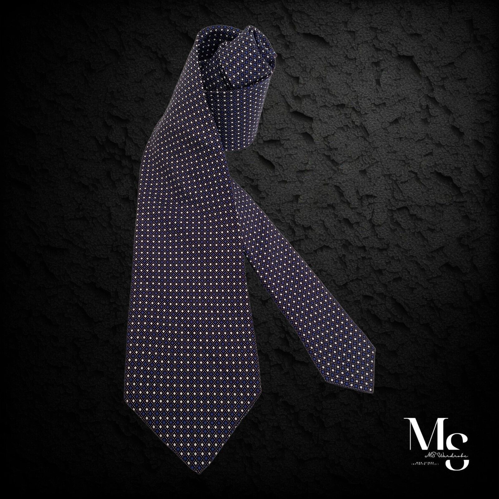 Other VASSI COUTURE 7Fold XL Blue Geometric Silk Tie Italy W:3.5" Size ONE SIZE - 1 Thumbnail