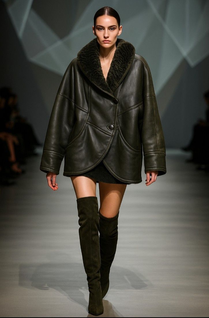 Other Umberto Olivieri Italy Leather Fur Coat Jacket Sparrling Size L / US 10 / IT 46 - 1 Thumbnail