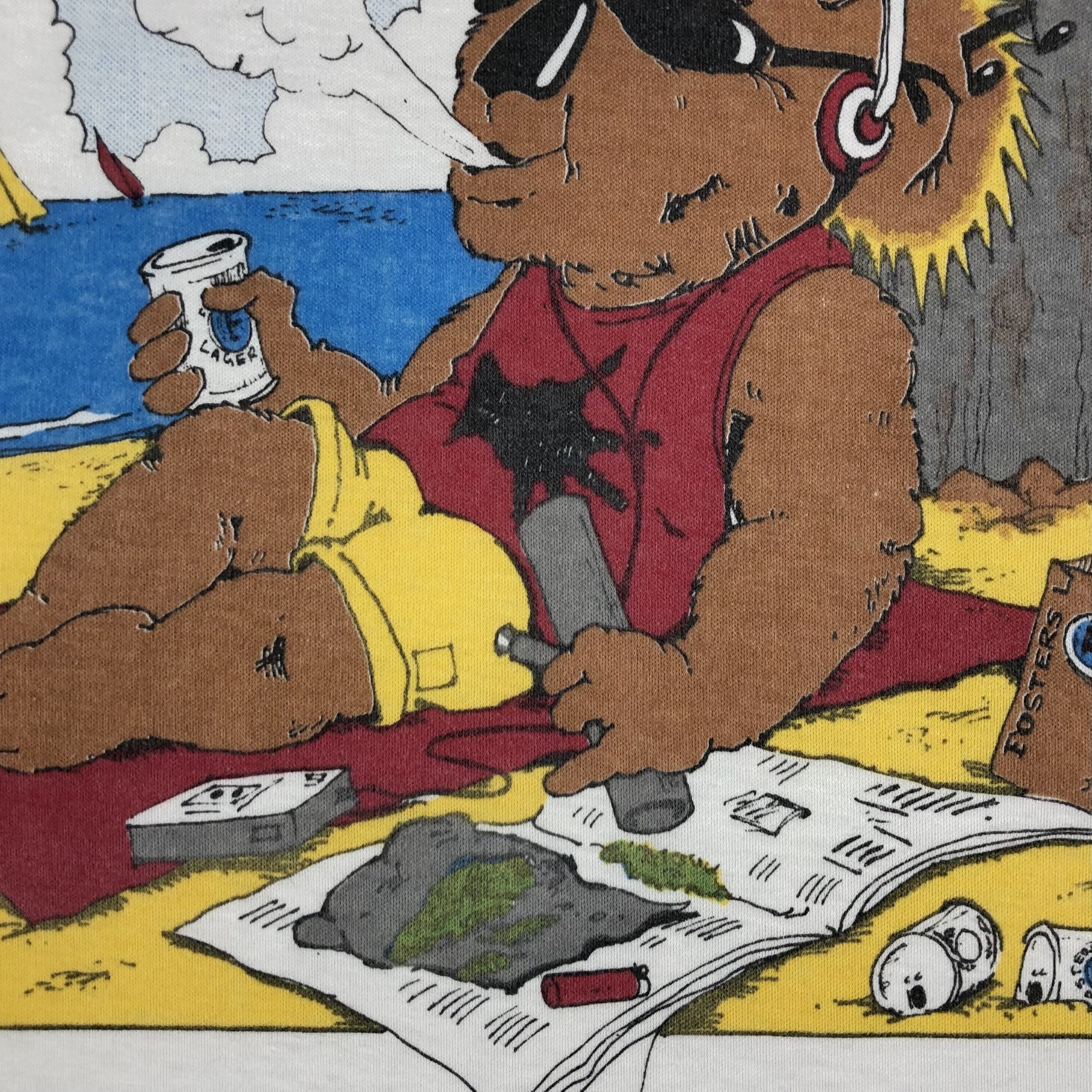 Vintage 90s Bear Smoke Weed 420 Foster Beer Dope Vintage Tee Size US M / EU 48-50 / 2 - 2 Thumbnail