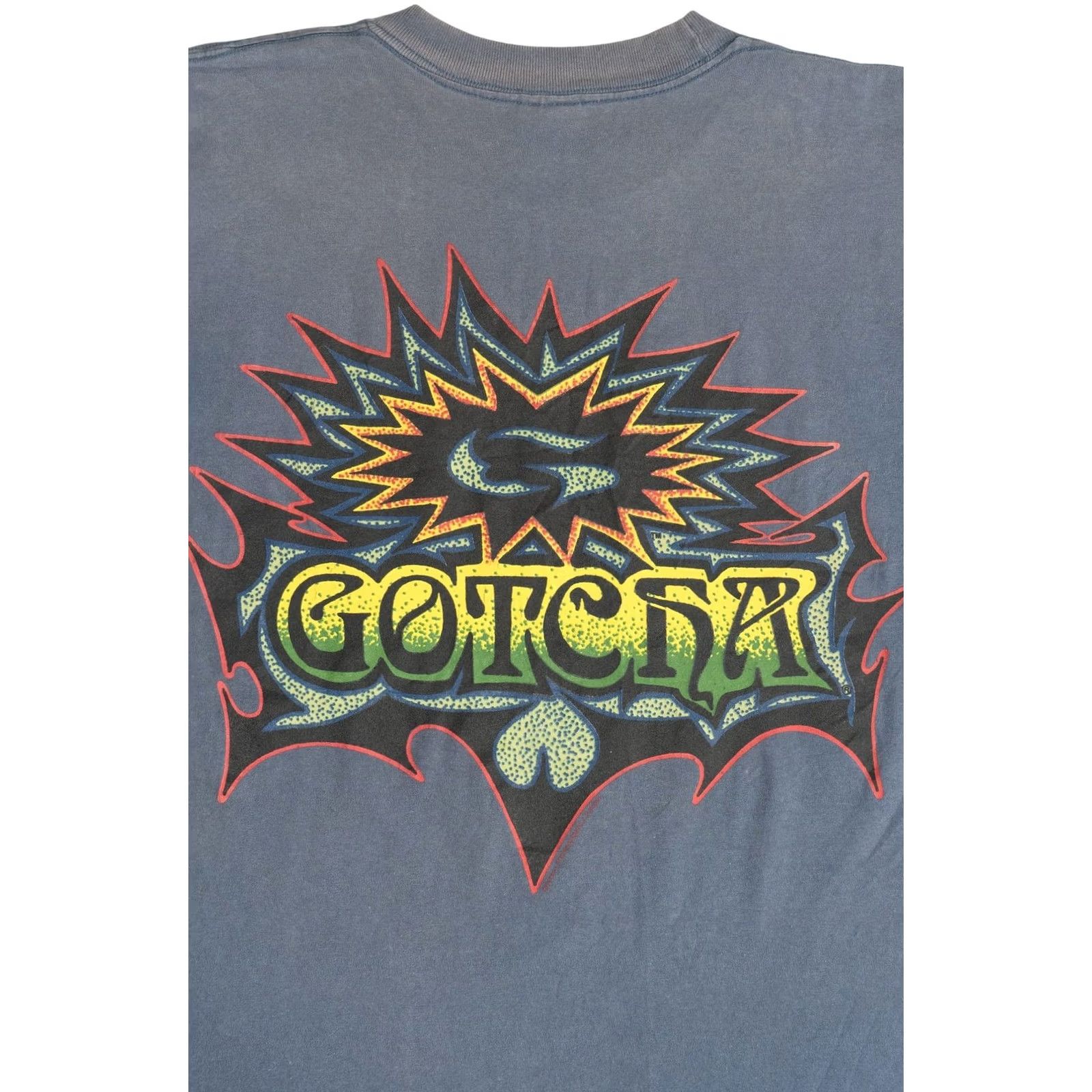Gotcha VINTAGE Gotcha Surf Logo T-Shirt Unisex Adults Medium Blue 1990s Distressed Sun Faded Short Sleeve Shirt Mens Womens Size US M / EU 48-50 / 2 - 4 Thumbnail