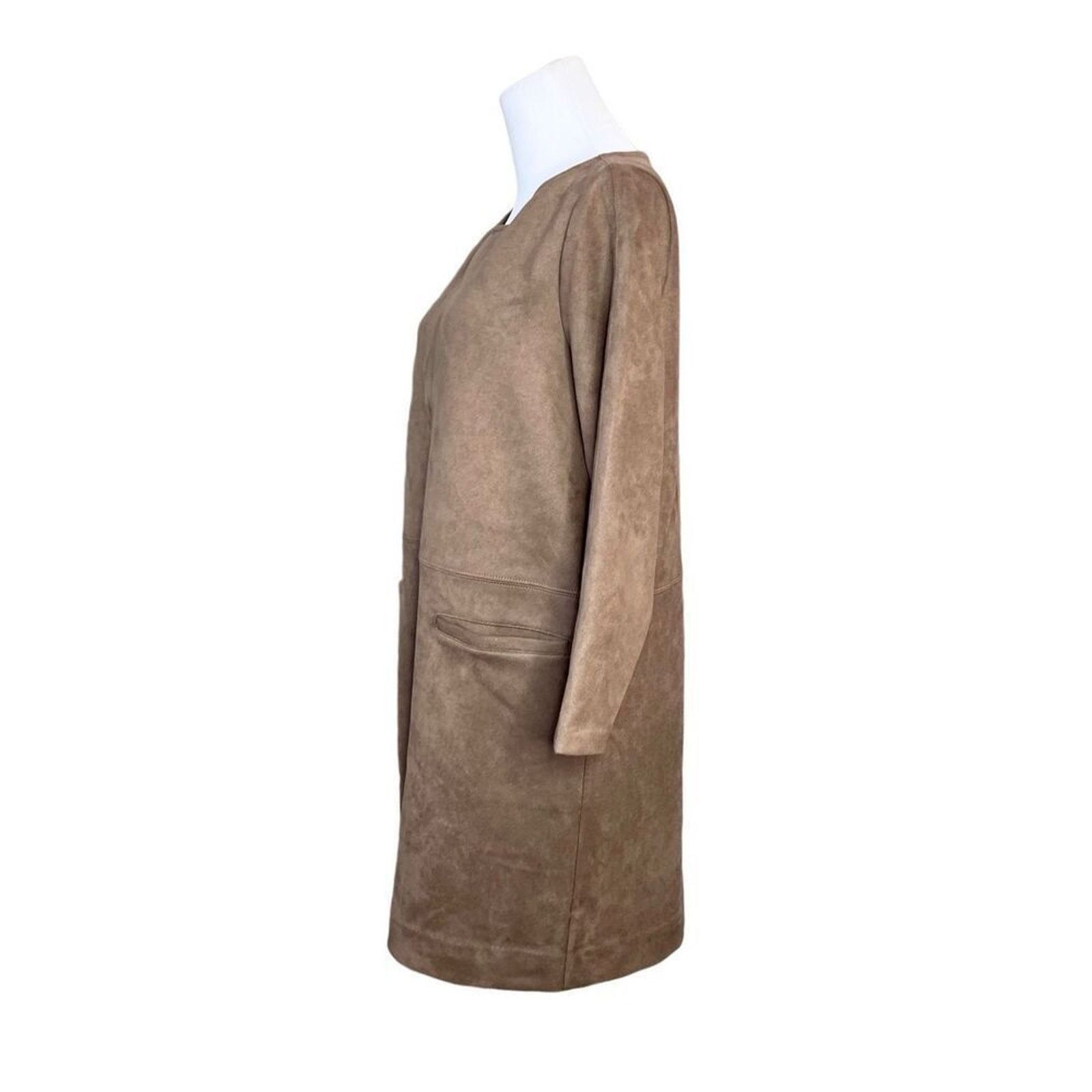 Ann Taylor Ann Taylor Seamed Faux Suede Brown Shift Dress 8P Petites Size M / US 6-8 / IT 42-44 - 3 Thumbnail