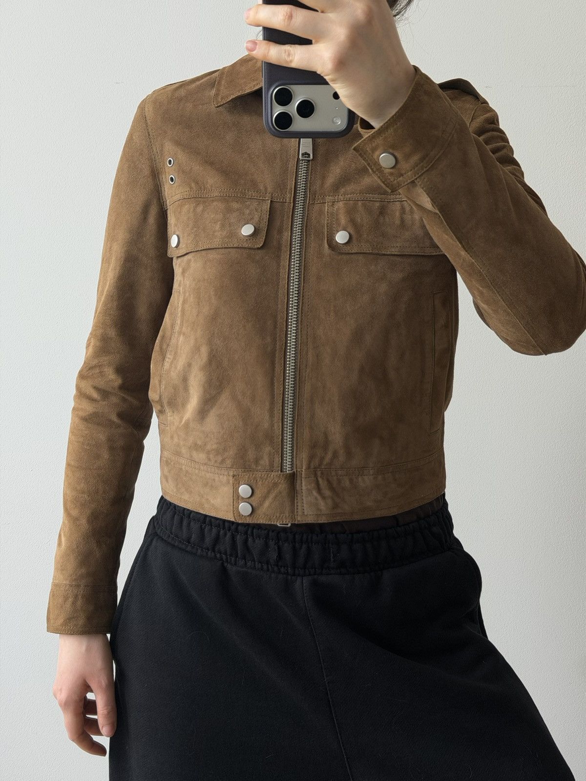 Allsaints Allsaints Suede Leather Brown Jacket Cropped Size S / US 4 / IT 40 - 9 Thumbnail