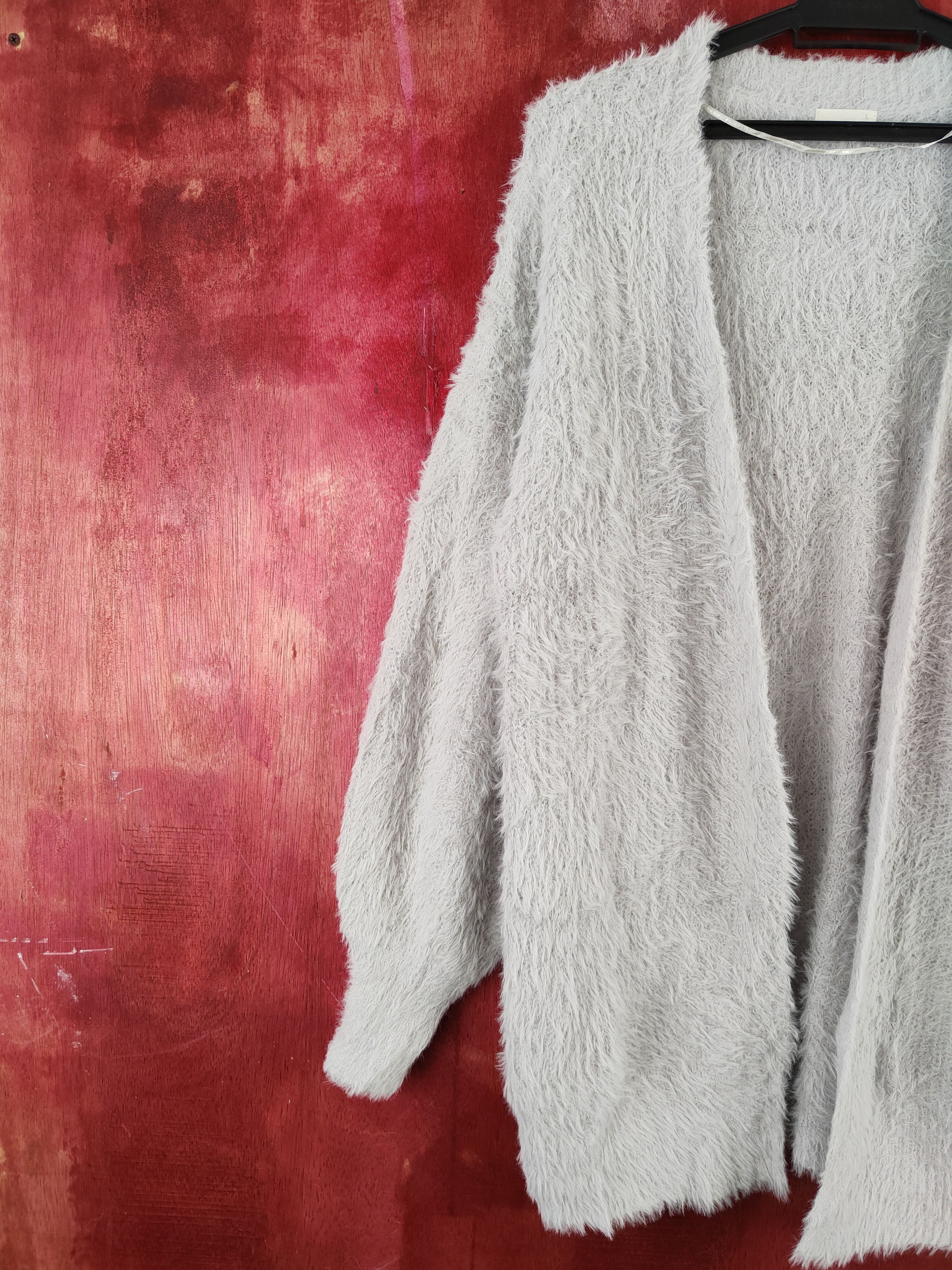 GU × Japanese Brand GU Gray Shag Shaggy Fur Mohair Knitwear Cardigan #S2037 Size L / US 10 / IT 46 - 3 Thumbnail